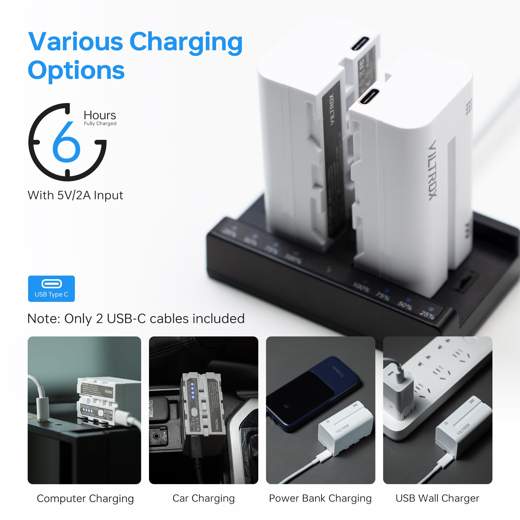 Viltrox Np F970 Battery 2 Pack 6600Mah Replacement Battery For F970 F960 F950 F770 F750 F570 F550 F330, Rechargeable Battery Com