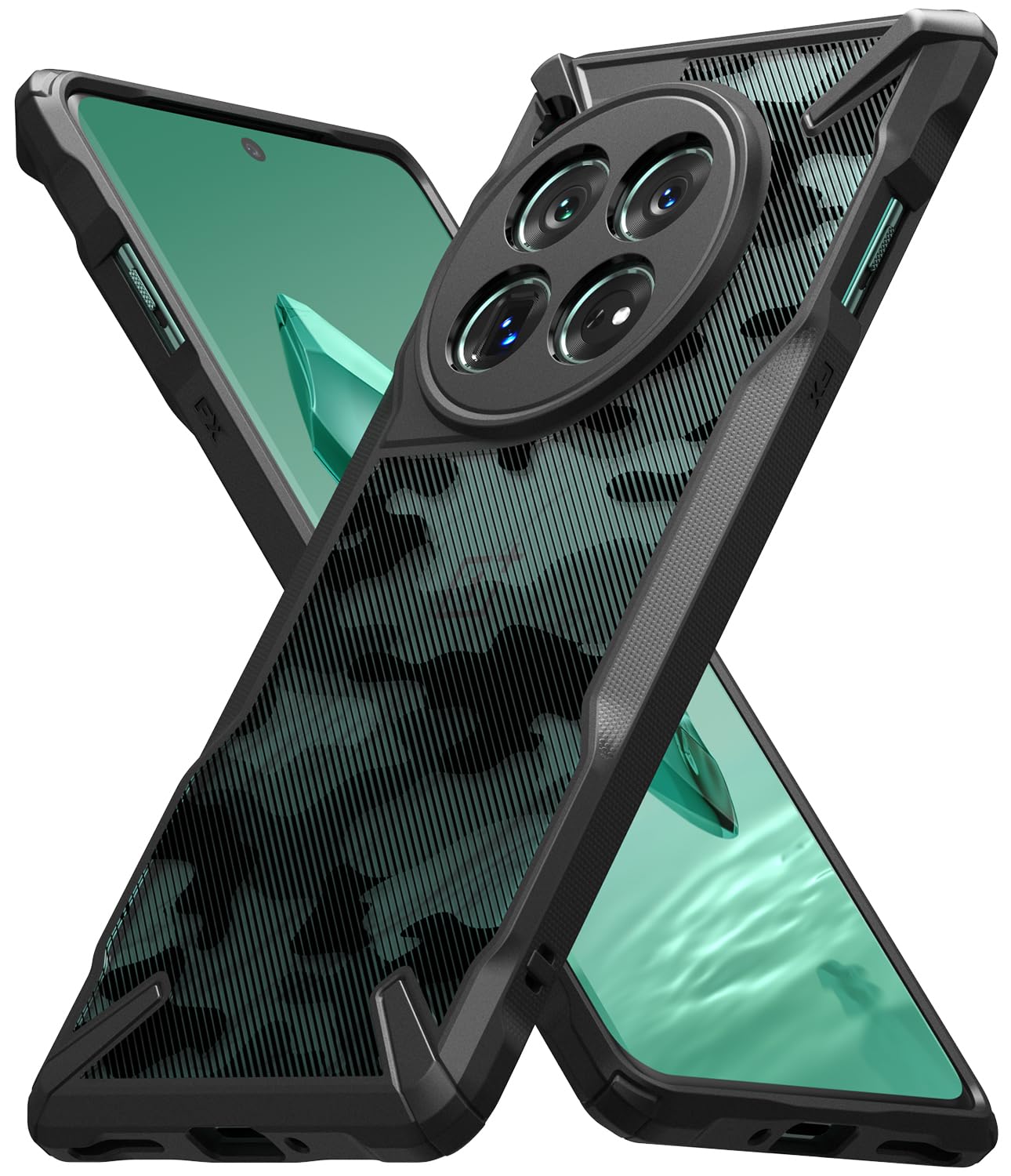 Ringke Fusion-X [Precise Cutouts for Camera Lenses] Compatible with OnePlus 12 Case, Augmented Bumper Military Design Hard Back 