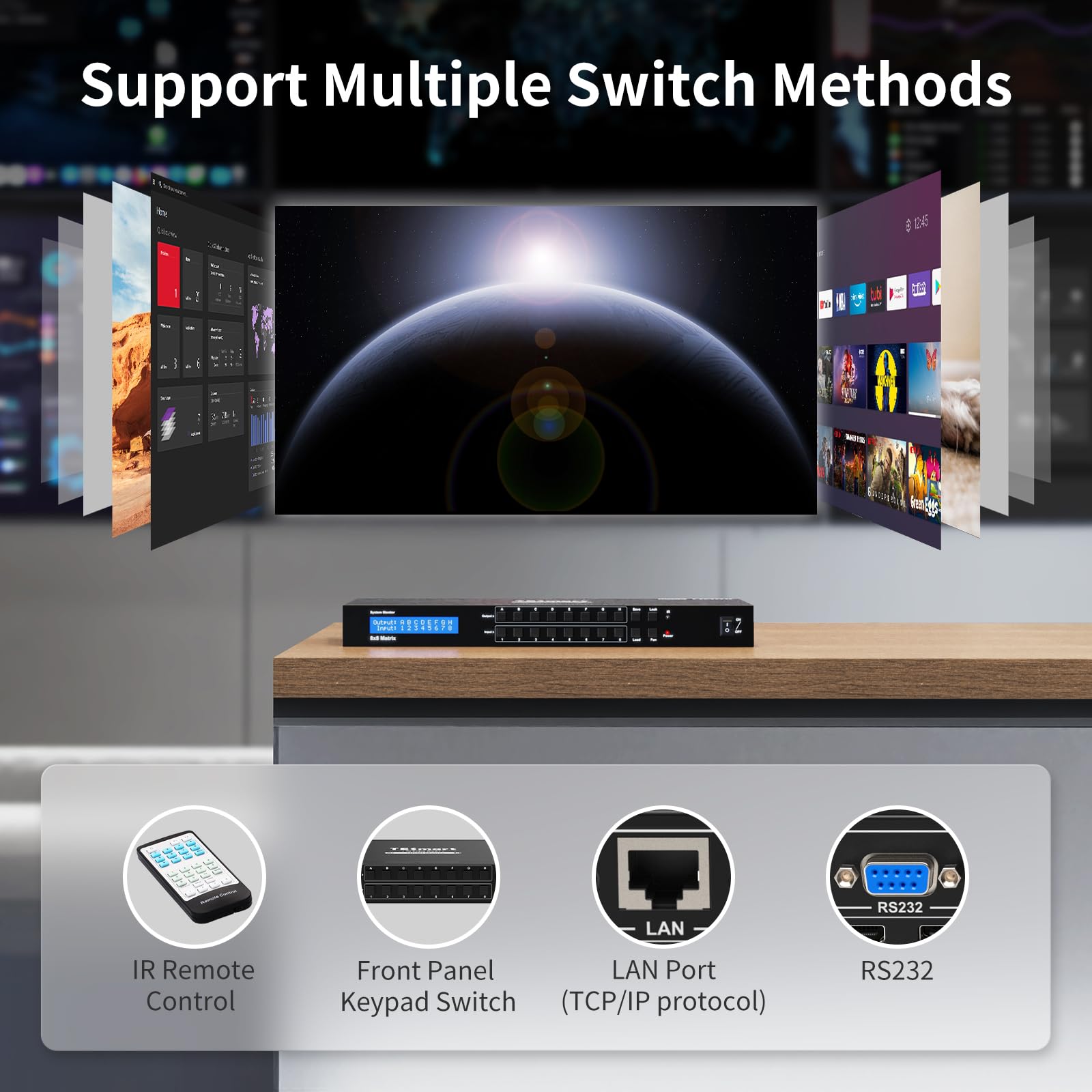 Tesmart 8X8 Hdmi Matrix 4K Matrix Switcher Support Edid, 4K@30Hz, 1080P 3D, Hdcp, 8 In 8 Out Hdmi Switch With Ir Remote Control,