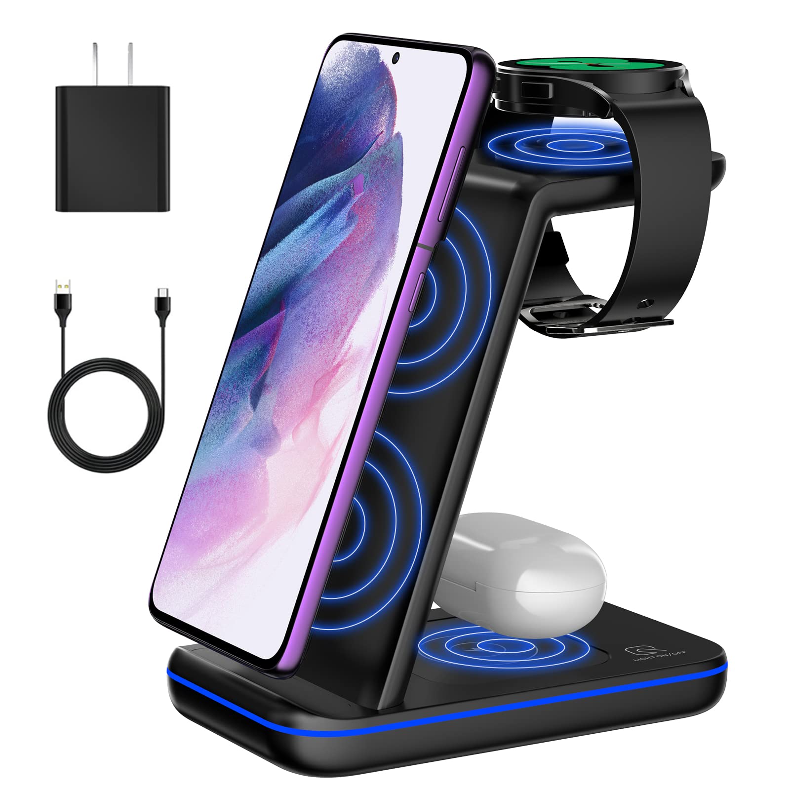 Wireless Charging Station For Samsung, Fast Wireless Charger Station For Samsung Galaxy S23+S22S21Z Flip 43 Fold 43, Wireless Wa
