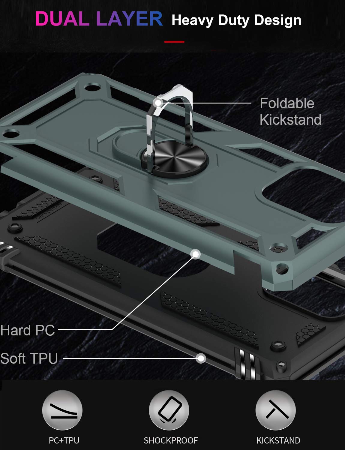 Lumarke For Galaxy A71 5G Case With Screen Protector,Pass 16Ft. Drop Tested Military Grade Protective Phone Cover With Magnetic