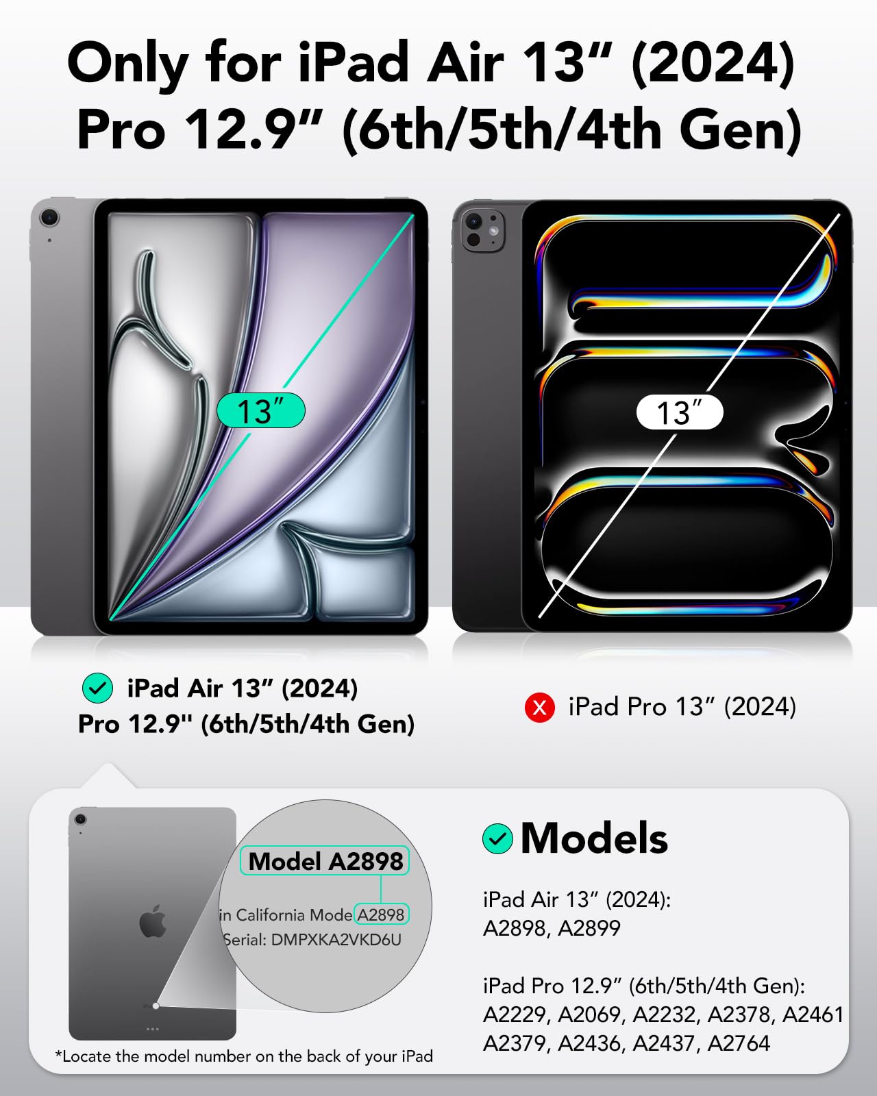 Esr For Ipad Air 13 Inch Case M2 (2024), Ipad Pro 12.9 (2022/2021, 6Th/5Th/4Th Gen), Powerful Magnetic Attachment, Slim Trifold Stand Case, Supports Pencil Pro & Pencil (Usb C), Rebound Series, Black