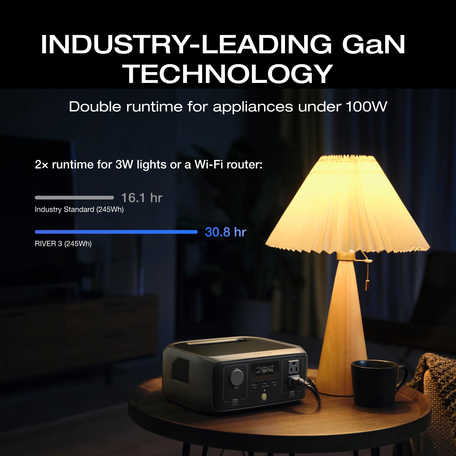 Ef Ecoflow Portable Power Station River 3, 245Wh Lifepo4 Battery Power Station, 300W Up To 600W Ac Output,