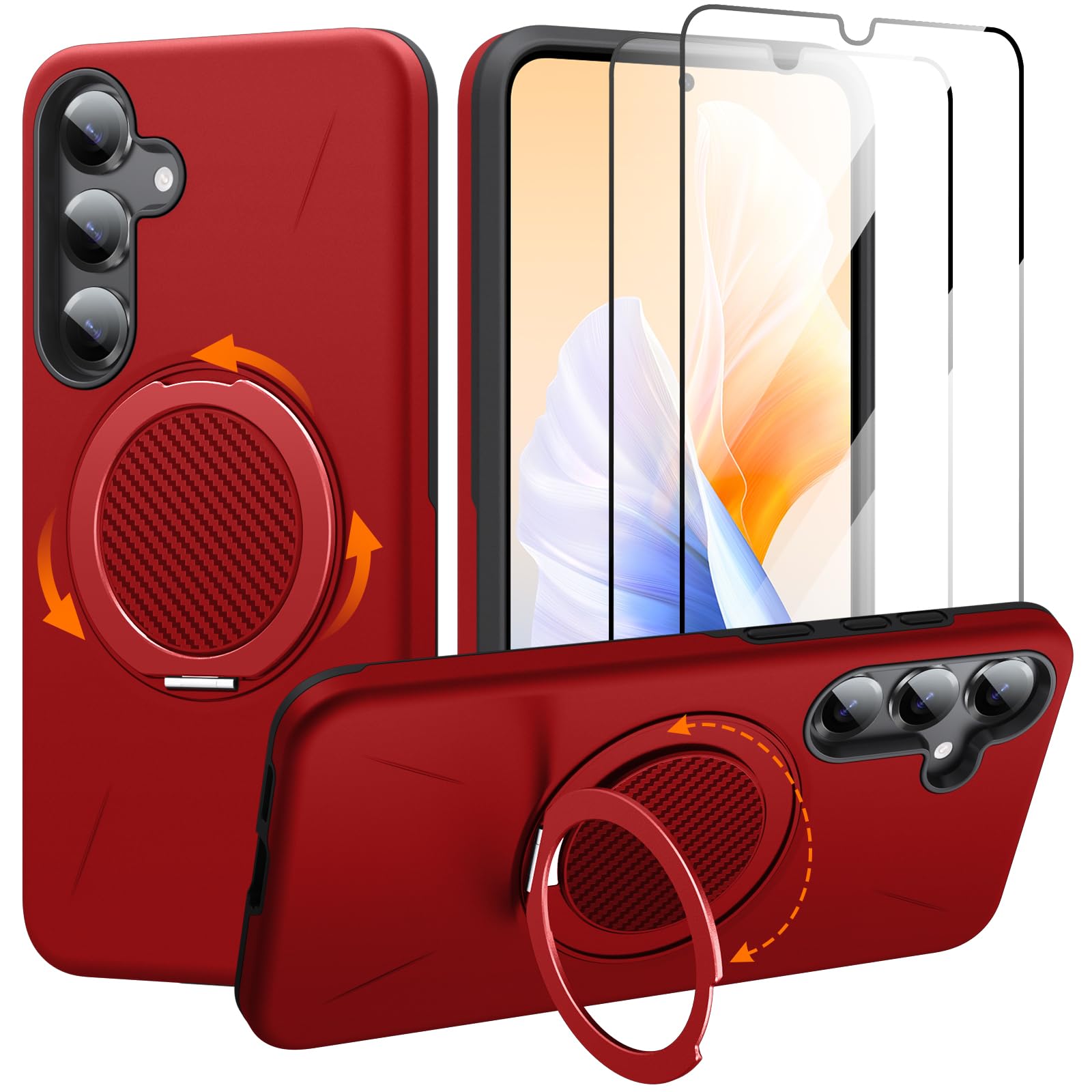 Imuruktek for 25-Plus Case/24-Plus Case with 2x Screen Protectors, Built-in Ring Stand & Magnetic for S25plus Case/S24plus Case,