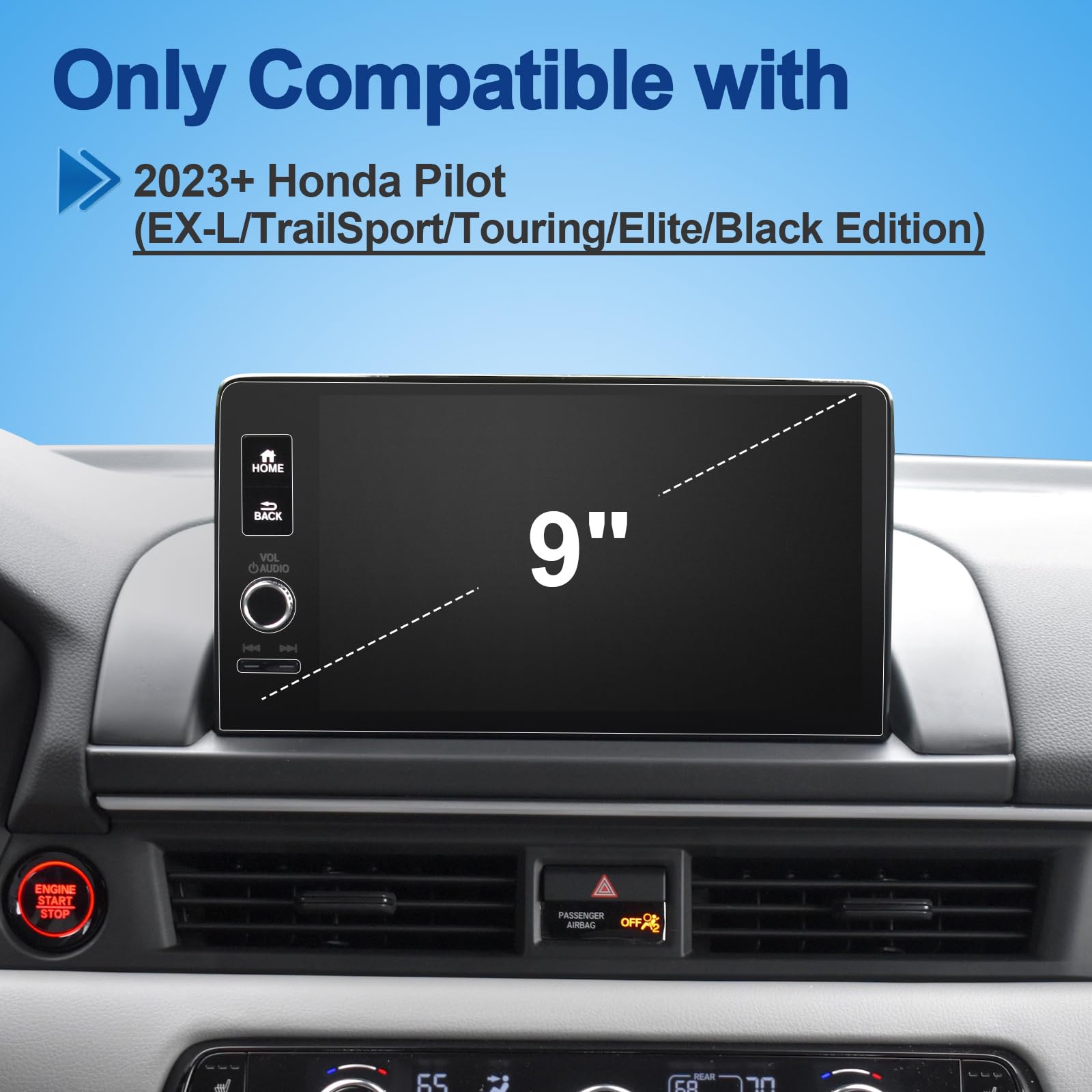 Coleya Anti Glare Matte Screen Protector For 2023 2024 2025 Honda Pilot (Ex L/Trailsport/Touring/Elite/Black Edition) 9In Displa