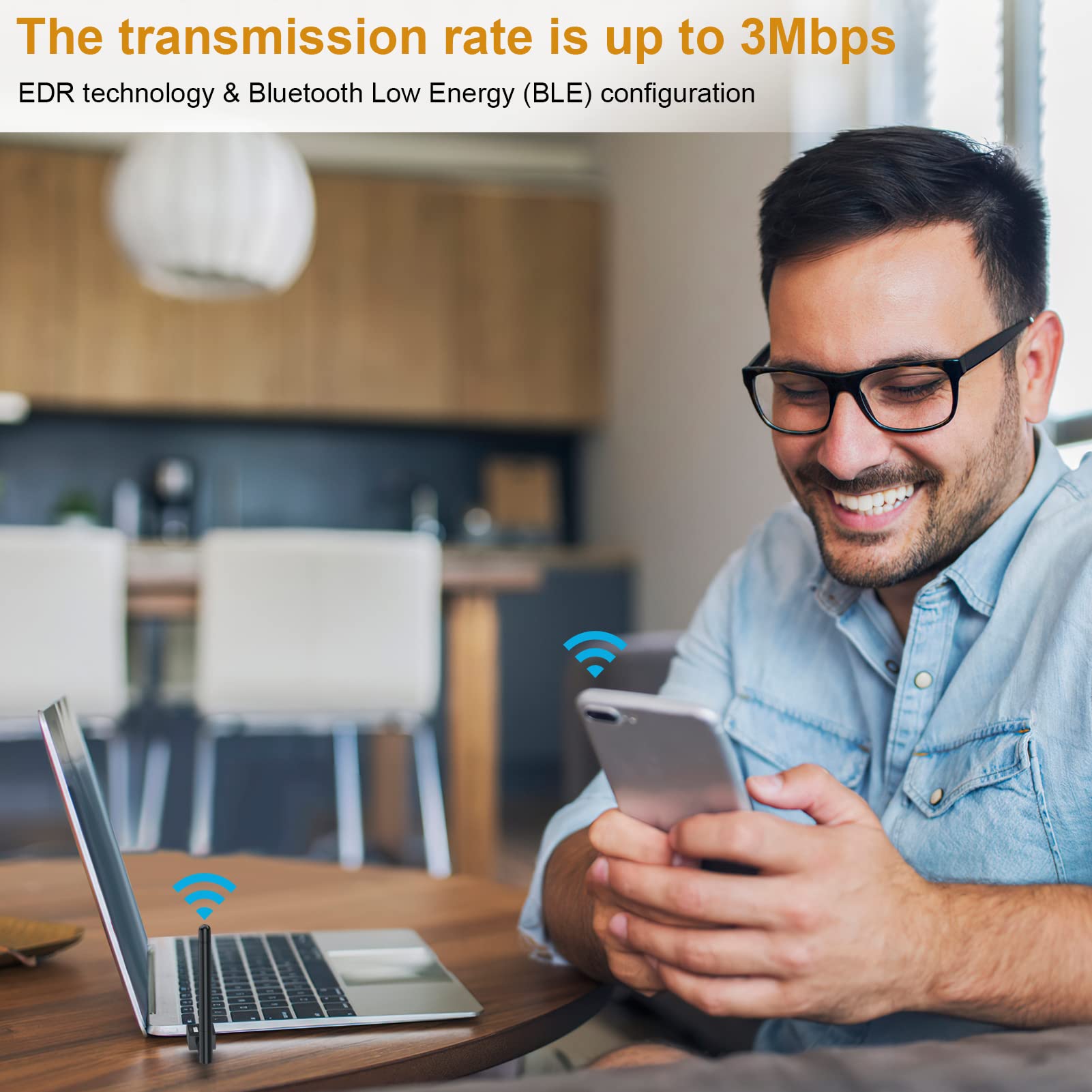 Long Range Usb Bluetooth 5.3 Adapter For Desktop Pc - 328Ft Wireless Transfer For Mouse, Keyboard, Headphones - Win11/10/8.1 Sup