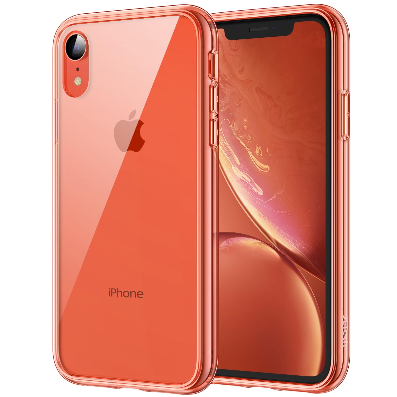Jetech Case For Iphone Xr 6.1 Inch, Non Yellowing Shockproof Phone Bumper Cover, Anti Scratch Clear Back (Coral)