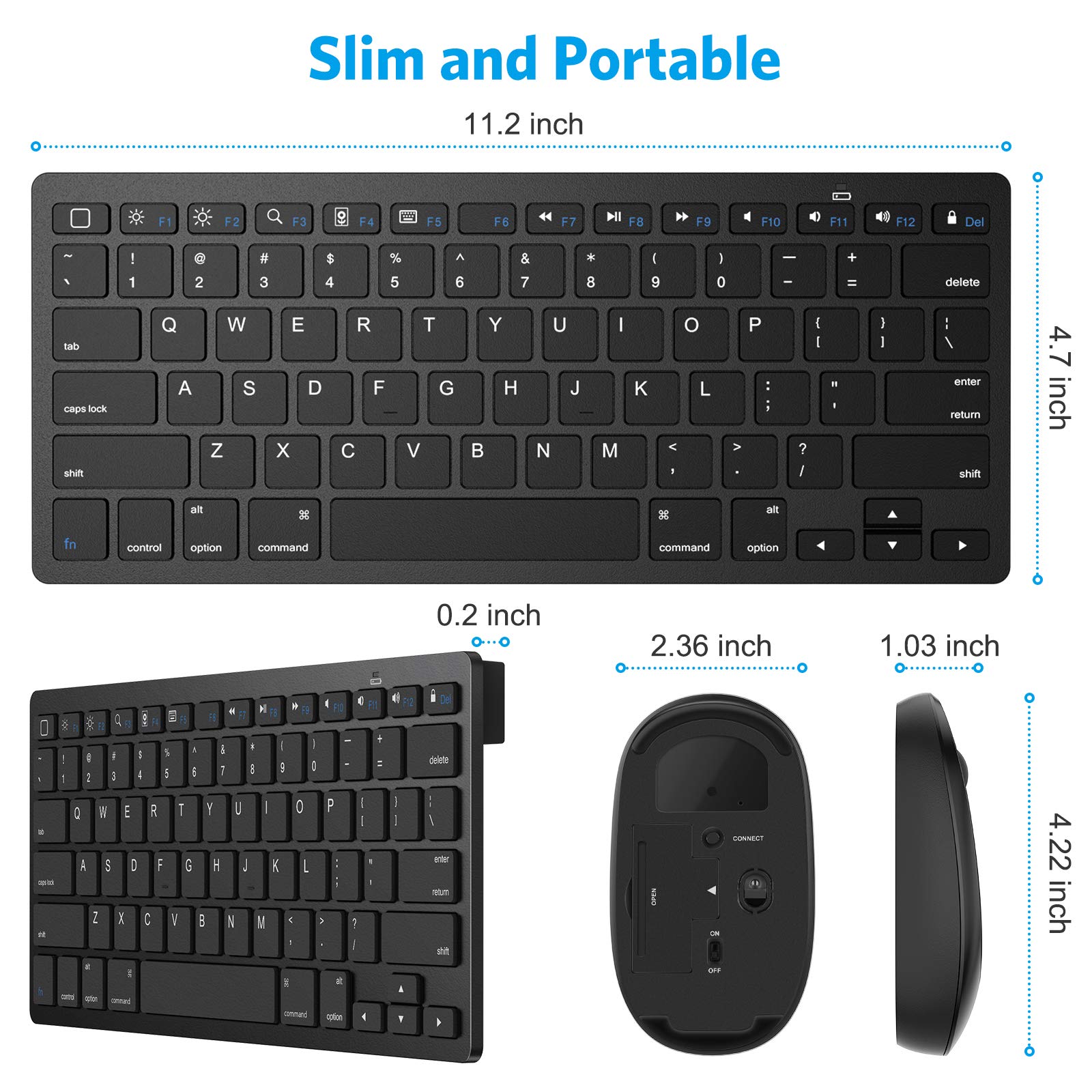 Omoton Bluetooth Keyboard And Mouse Combo, Wireless Keyboard Mouse For Ipad Pro 13,11(2024)/12.9, Ipad 10Th/9Th/8Th/7Th Gen, Ipad Air 6/5/4, And Bluetooth Enabled Devices (Black)