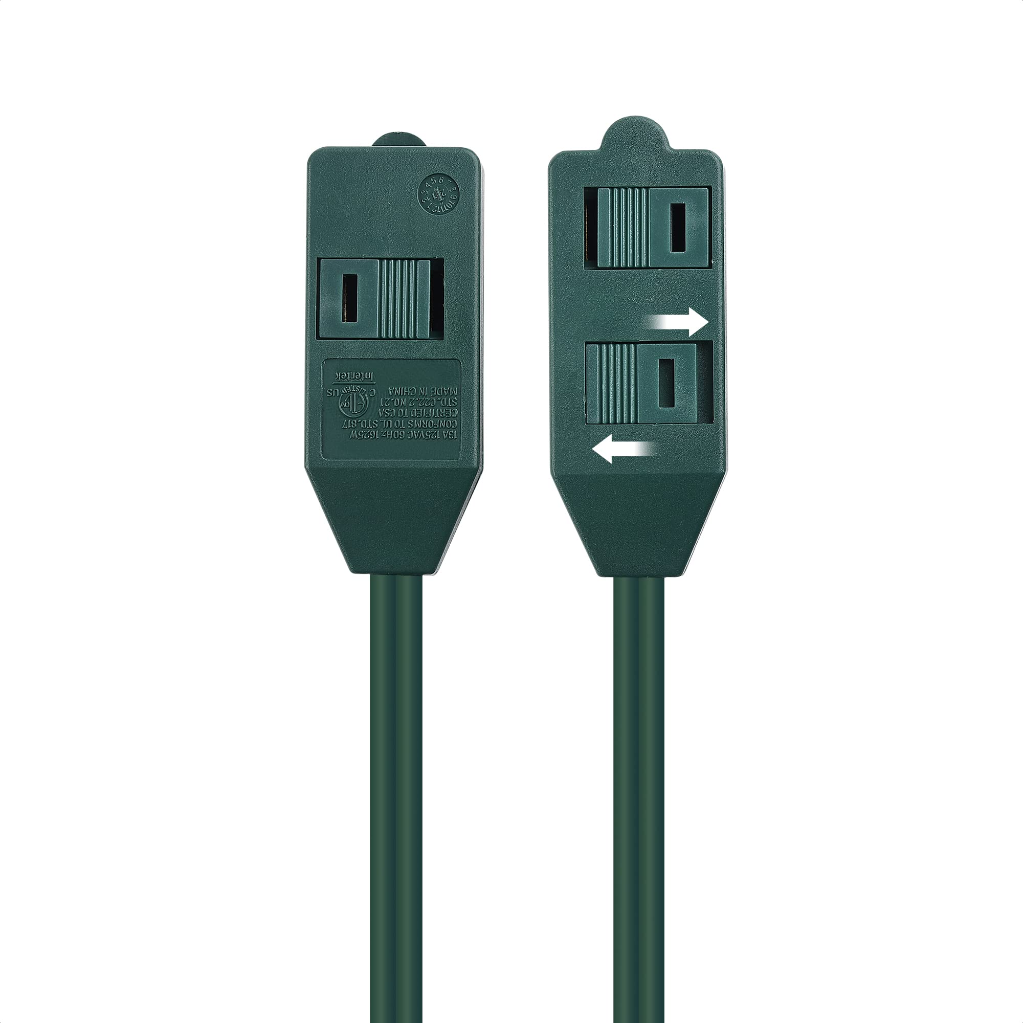 Cable Matters 3 Outlet Christmas Tree Extension Cord With Foot Switch   10Ft, Extension Cord With Switch On/Off, Green