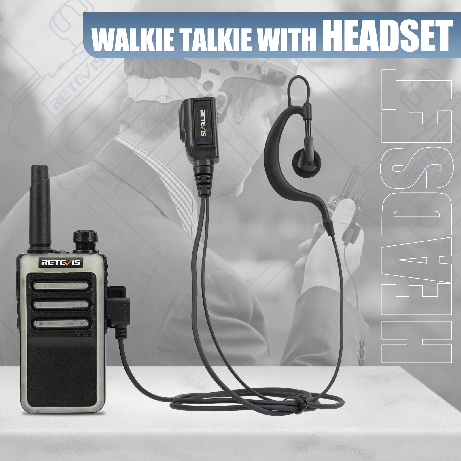 Retevis Rb66 Walkie Talkie 1 Hour Fast Charging,Portable Frs Two Way Radios With Earpiece,Usb C Charging,Flashlight,Fluorescent Design,Business 2 Way Radio For Catering Healthcare School(20 Pack)