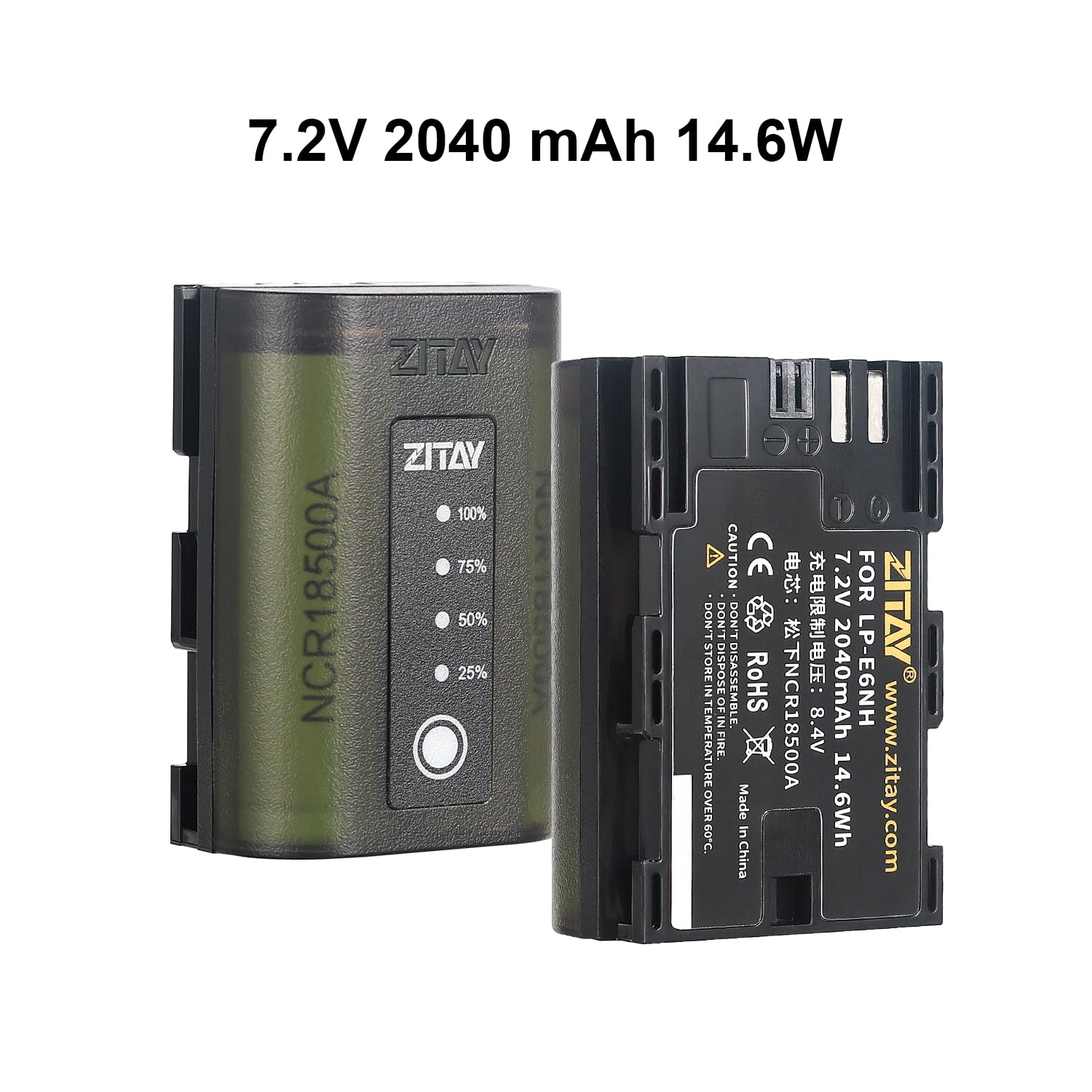 Zitay 2Pack Lp E6Nh Battery With Charger Dock Kit For Canon Eos R7 R5 R6 R6 Ii R, 5Div, 6Dii, 7Dii, 80D, 90D