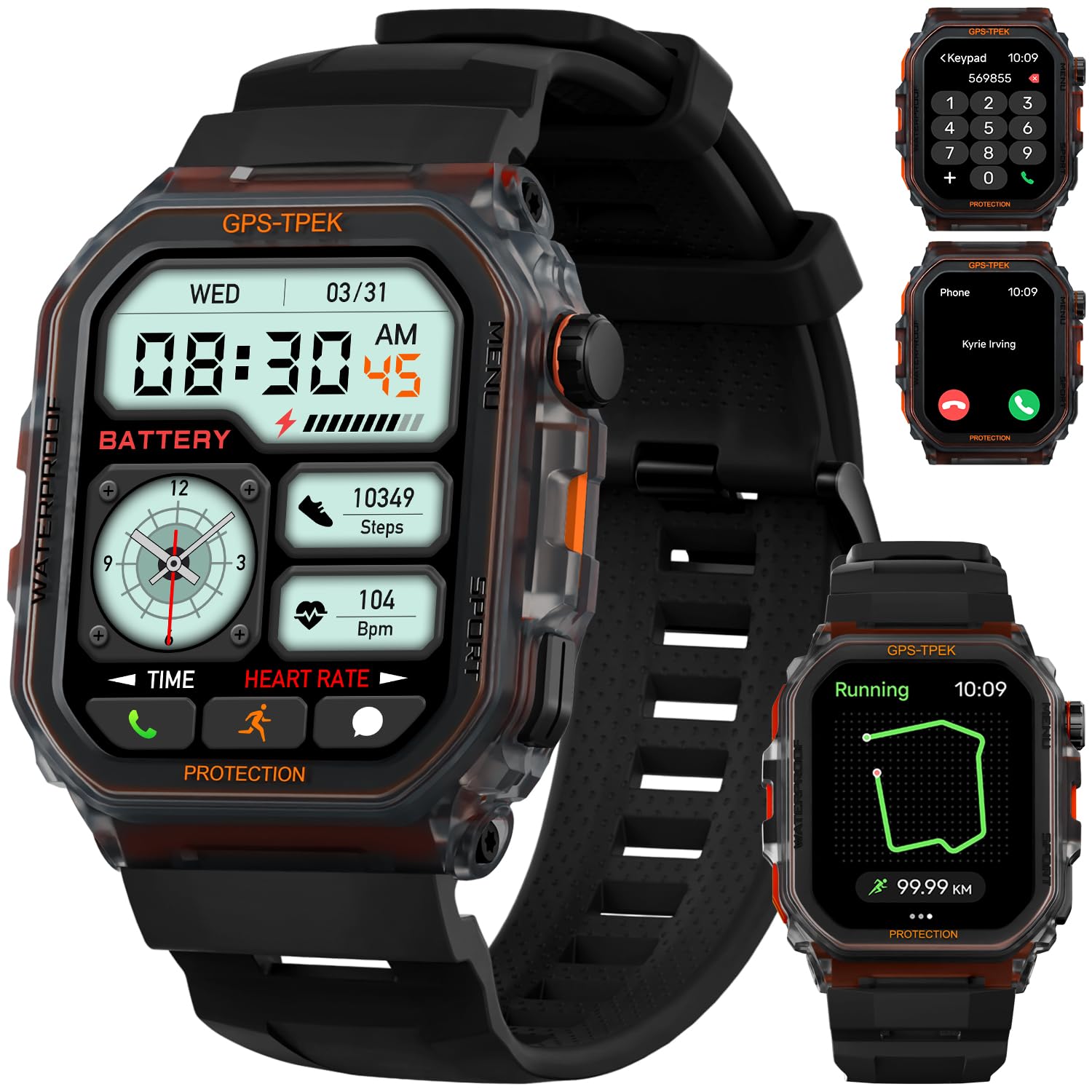 Xscq Military Smart Watch For Men (Answer/Make Calls), 1.75'' Smart Watch For Android And Iphone, Fitness Watch With 100+ Sports