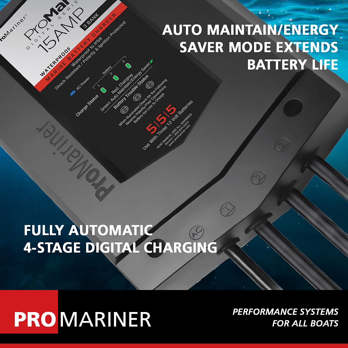 Promariner 31515 Promar1 Ds Generation 3 Digital Battery Charger - 15 Amp, Black, Standard,WBEEAB083262S99