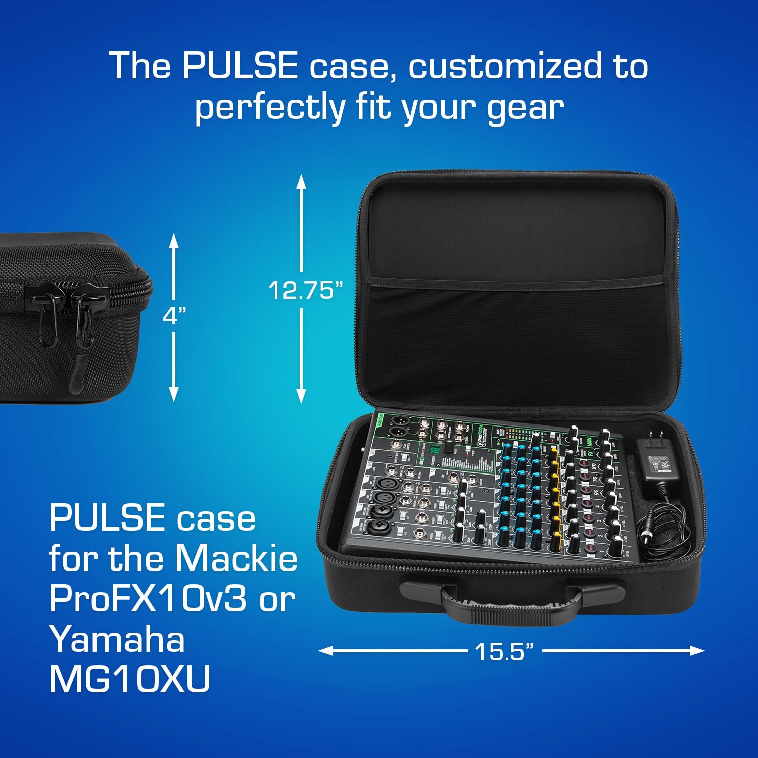 Analog Cases Mackie Profx10V3 / Yamaha Mg10Xu Case   Custom Fitted Compact Pulse Hard Case For Travel