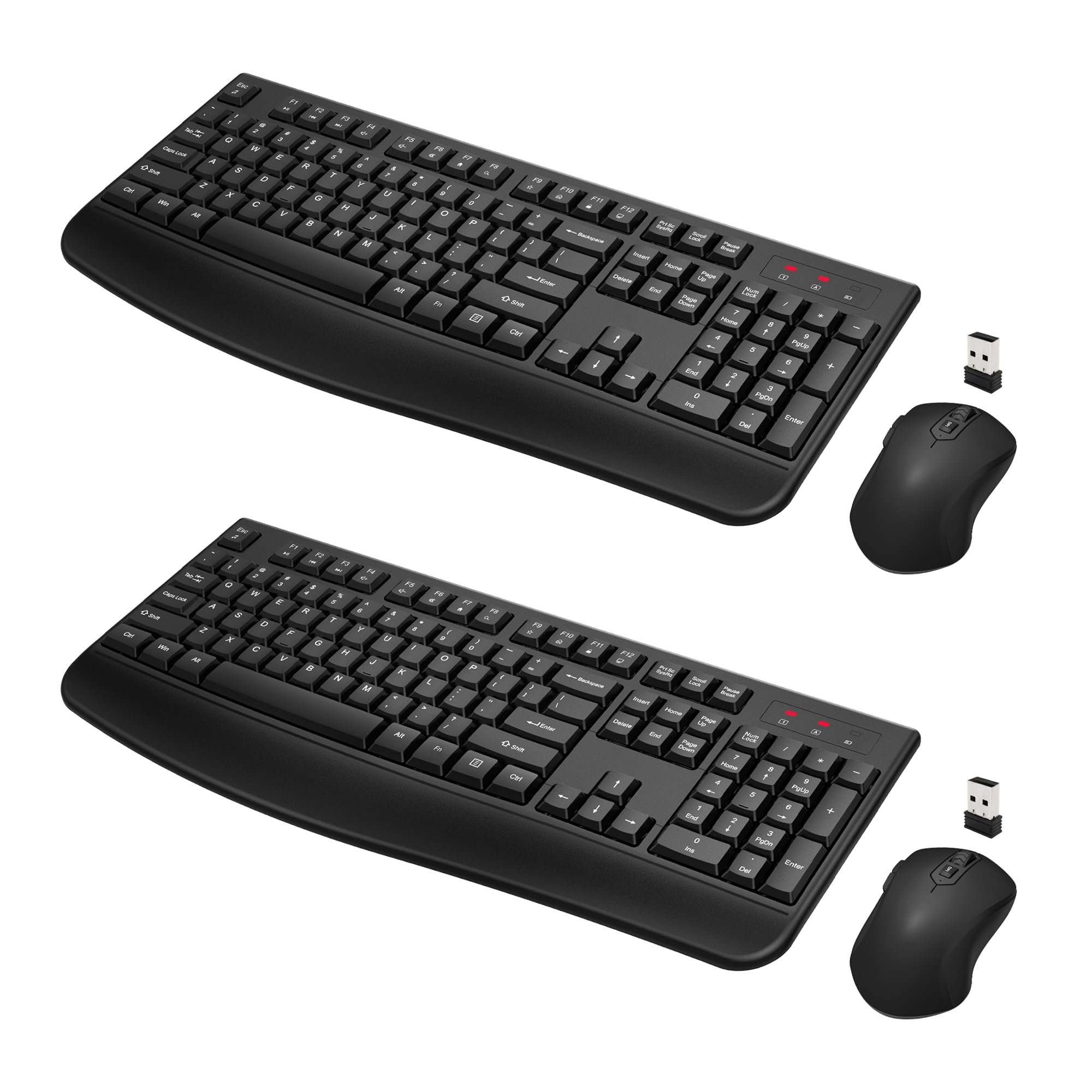 Wireless Keyboard And Mouse Combo, Full Sized 2.4Ghz Comfortable Palm Rest And Optical Wireless Mouse For Windows, Mac Os Pc/Des