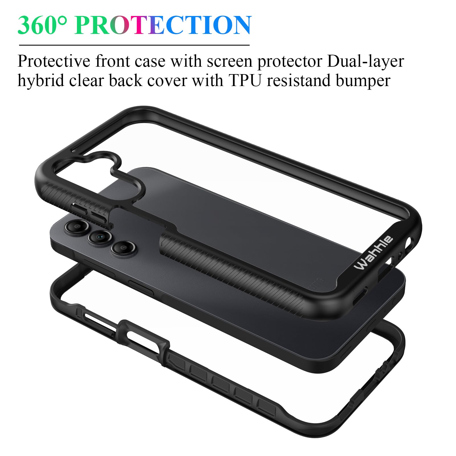 Wahhle Compatible With Samsung Galaxy A25 5G Case, Built In Screen Protector Full Body Shockproof Slim Fit Bumper Protective Pho