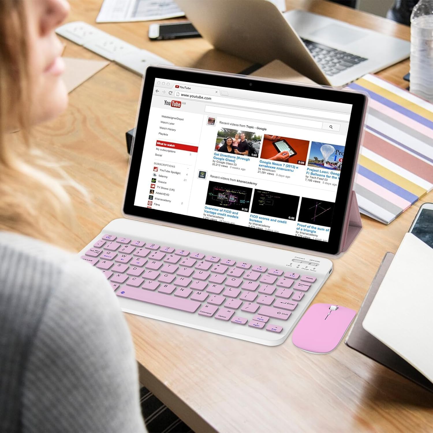 Android Tablet 2 In 1 Tablets 10 Inch, Tablet With Keyboard Mouse Case Protective Film Stylus Android 13.0 Tableta Computer Set