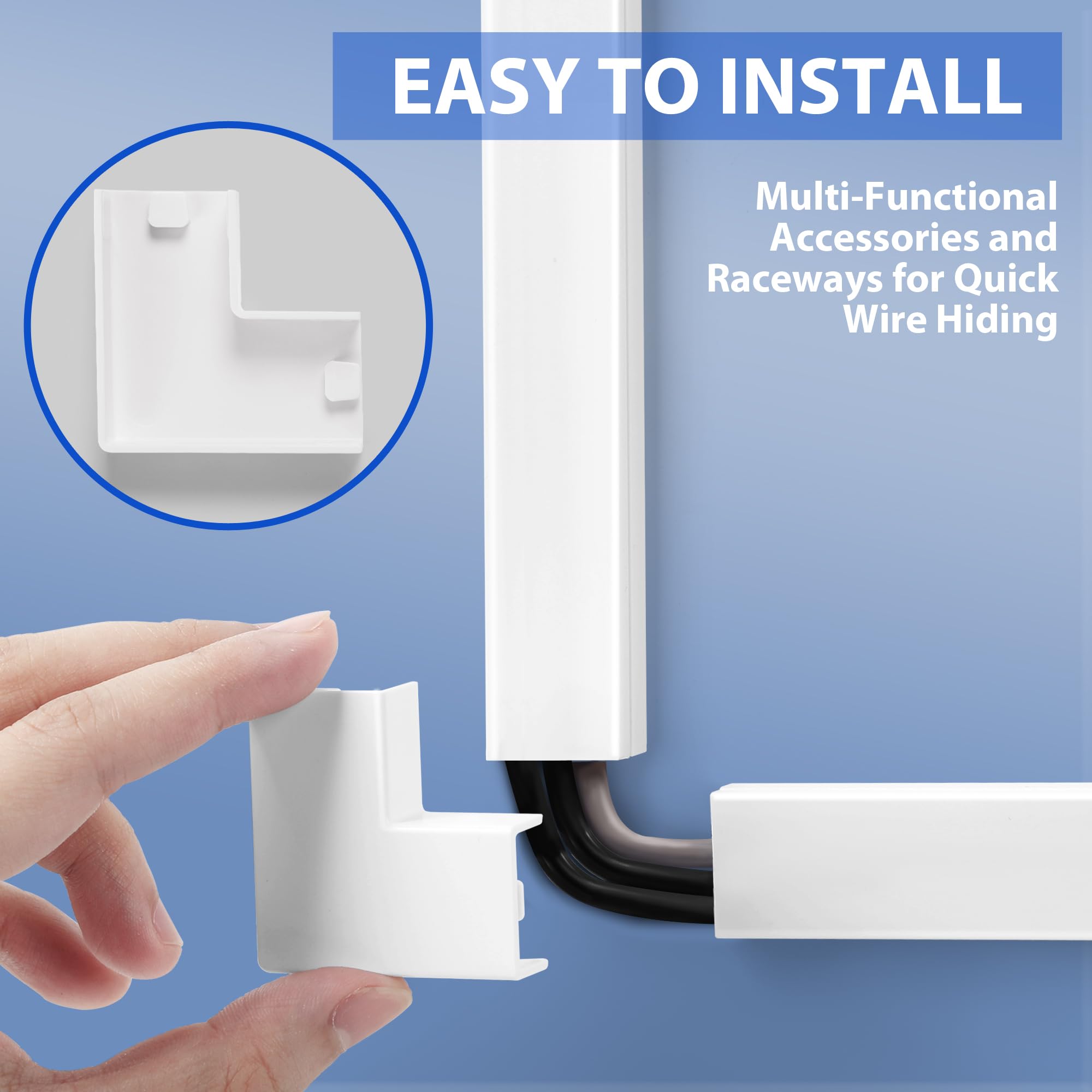 170In Wall Cable Hider Kit, Yclyc Cord Hider Wall Cord Cover For 2 3 Cords, Wire Hiders For Tv On Wall, White Wall Cable Managem