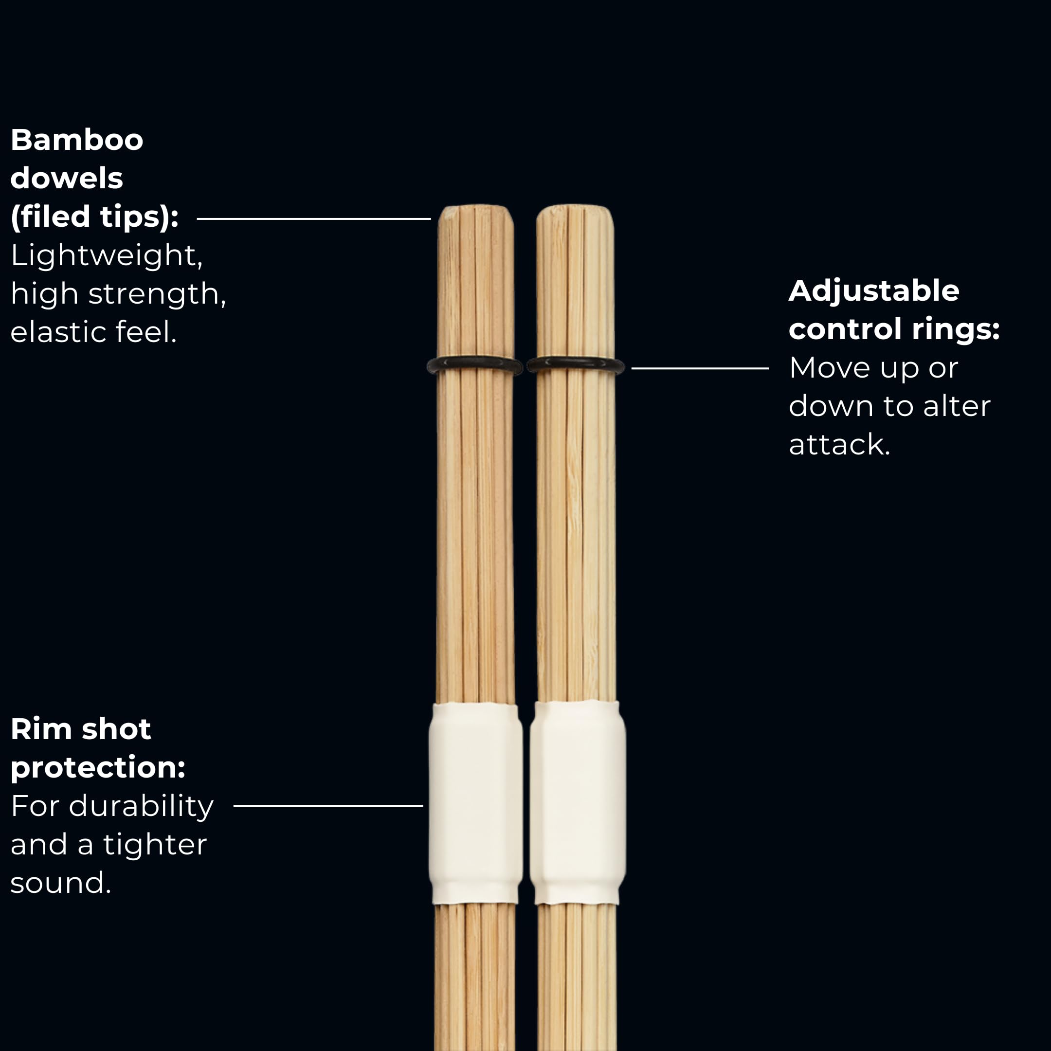 Meinl Stick & Brush Multi Rod Bundle Specialty Drumsticks For Low Volume Quiet Acoustic Music On Drums/Percussion, Bamboo Dowels