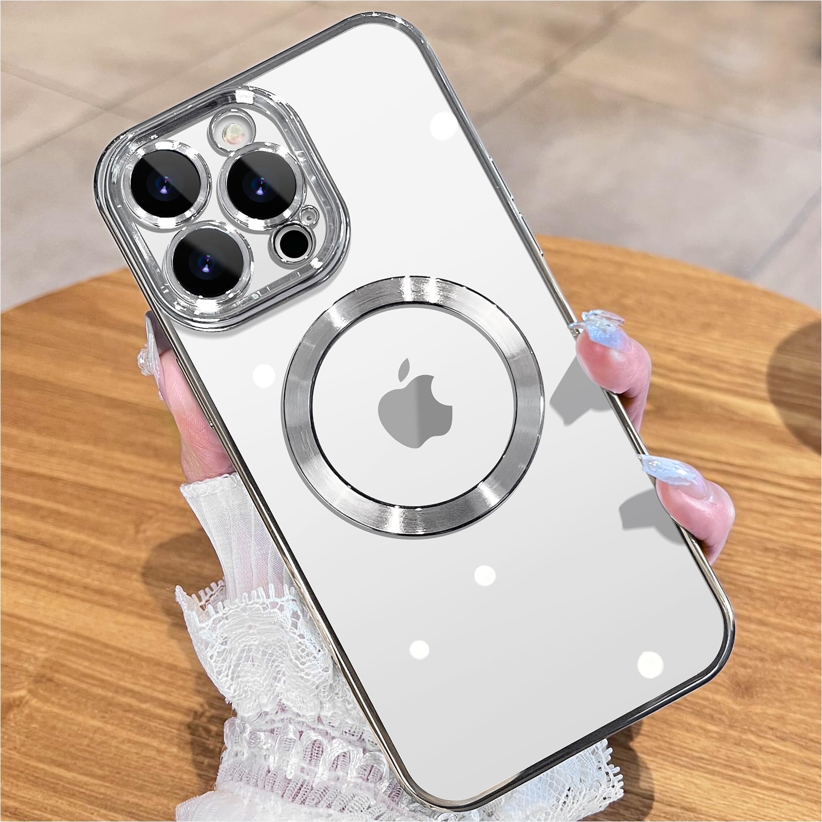 Jueshituo Magnetic Titanium Color For Iphone 15 Pro Case With Full Camera Protection [No.1 Strong N56 Magnets] [Military Grade D