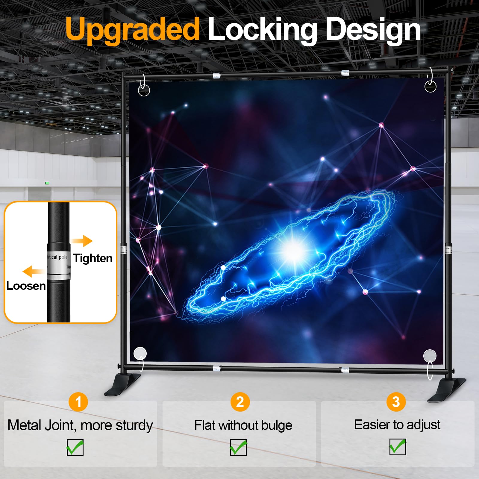 Emart Banner Stand, 10X10 Ft Heavy Duty Adjustable Step And Repeat Backdrop Stand Kit For Photography, Trade Show, Photo Booth