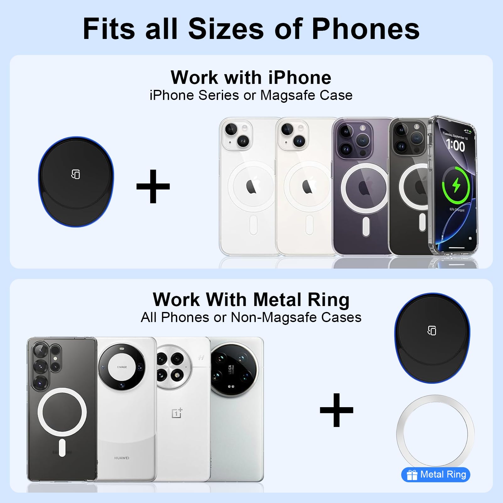 Magnetic Phone Ring Holder For Samsung Galaxy S25 Ultra S25 S24 Fe S24 Ultra, Removable Magsafe Phone Grip With Kickstand For Ip