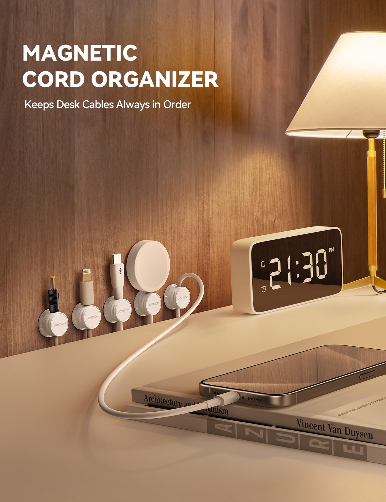 9 Pack Cable Management Cord Holder Organizer, Joyroom Magnetic Cable Clips Adhesive Wire Keeper, Under Desk Cord Hider For Beds