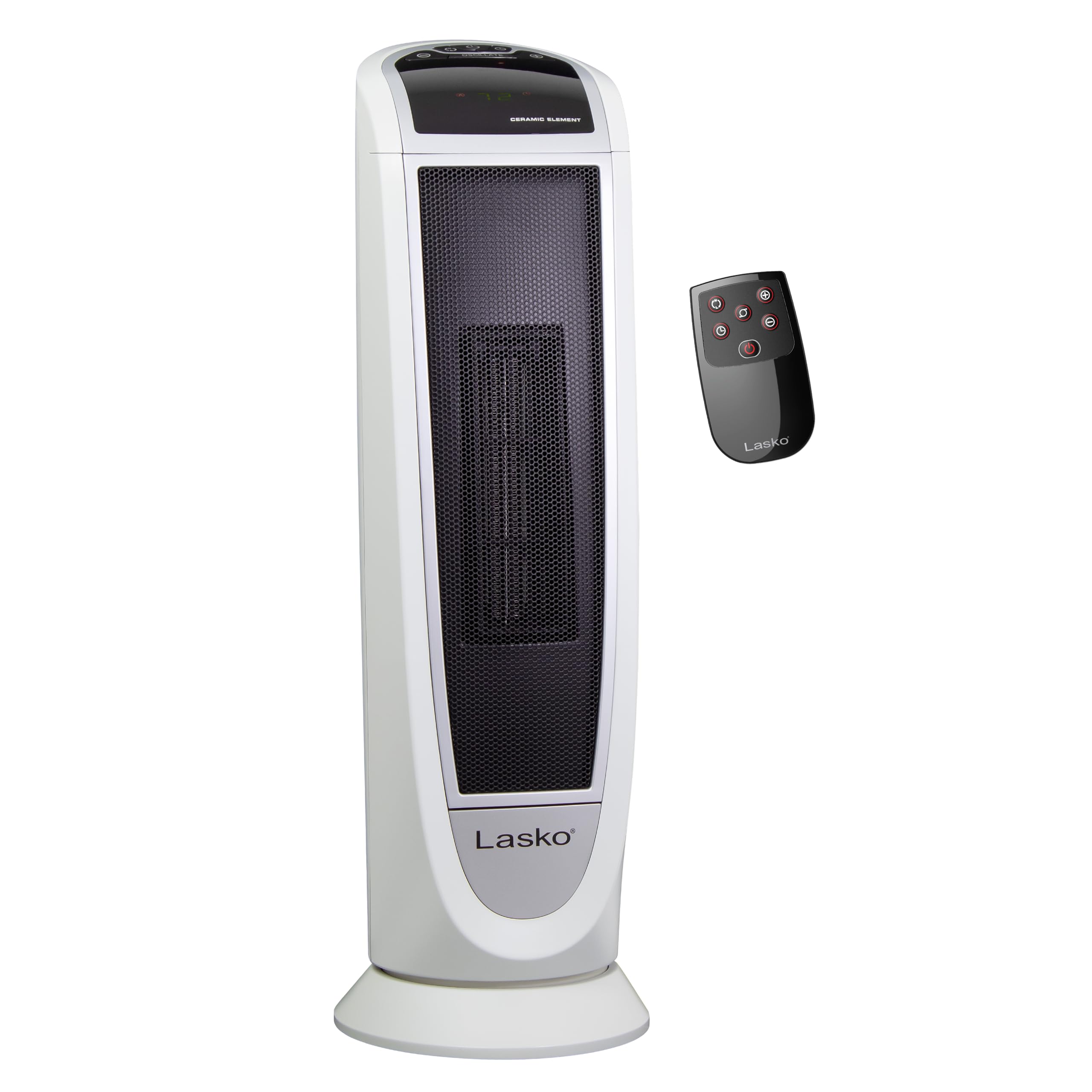 Lasko 5165 Digital Ceramic Tower Heater With Remote Control, 1500W, White