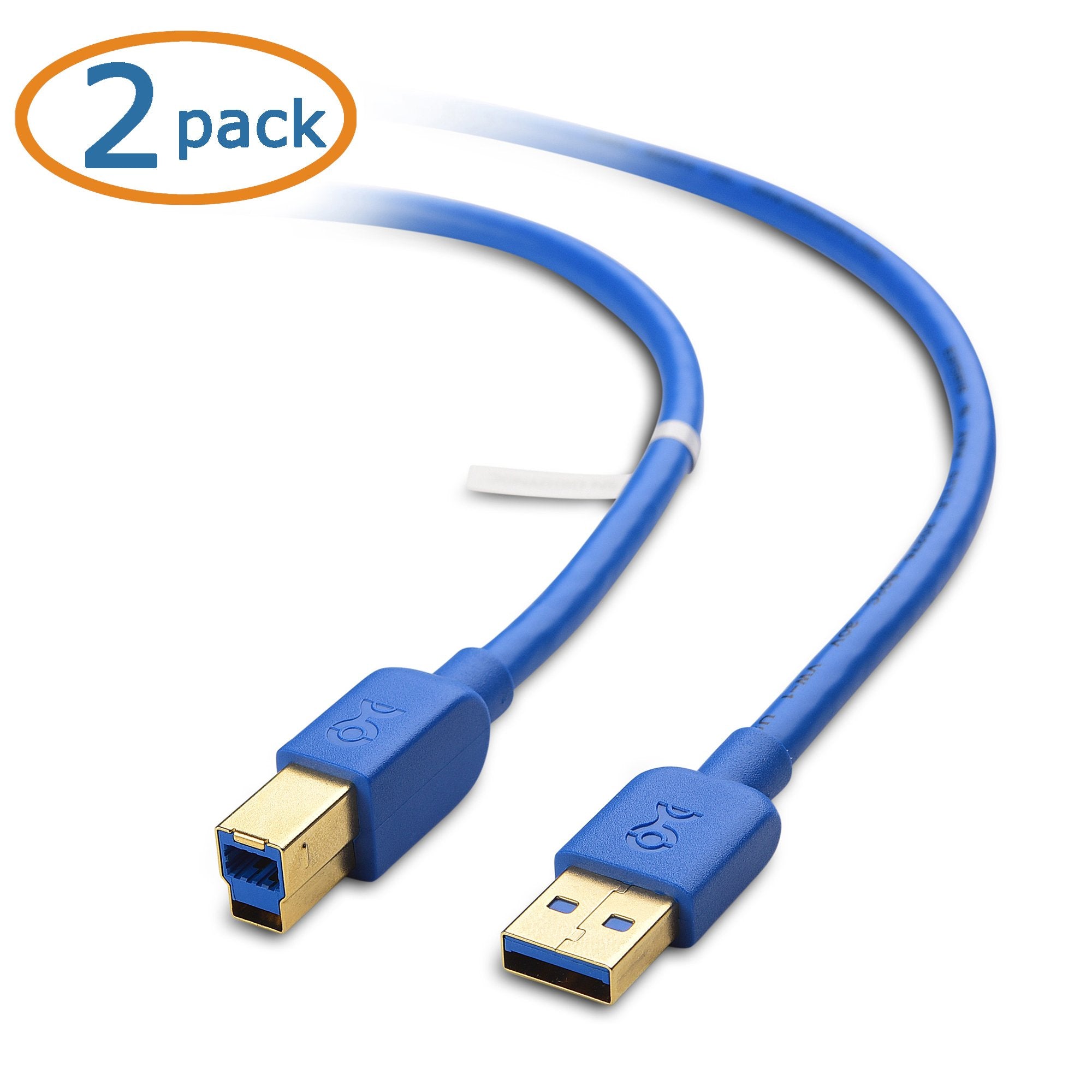 Cable Matters 2 Pack Usb 3.0 Cable (Usb 3 Cable, Usb 3.0 A To B Cable) In Blue 6 Ft