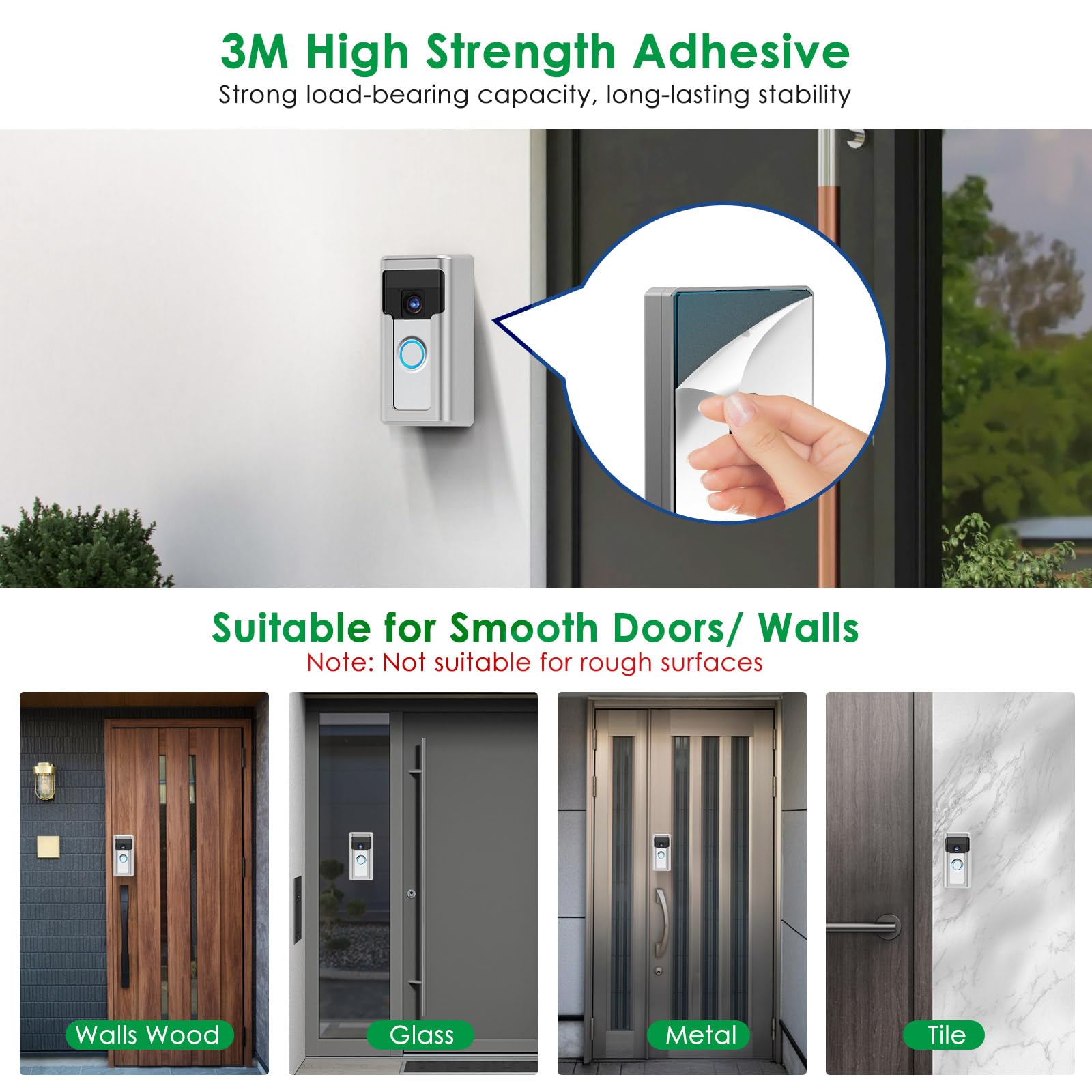 Liwin All Metal Adhesive Video Doorbell Mount Compatible With Ring/Blink Wireless Video Doorbell, No Drill Mounting Bracket Wedg