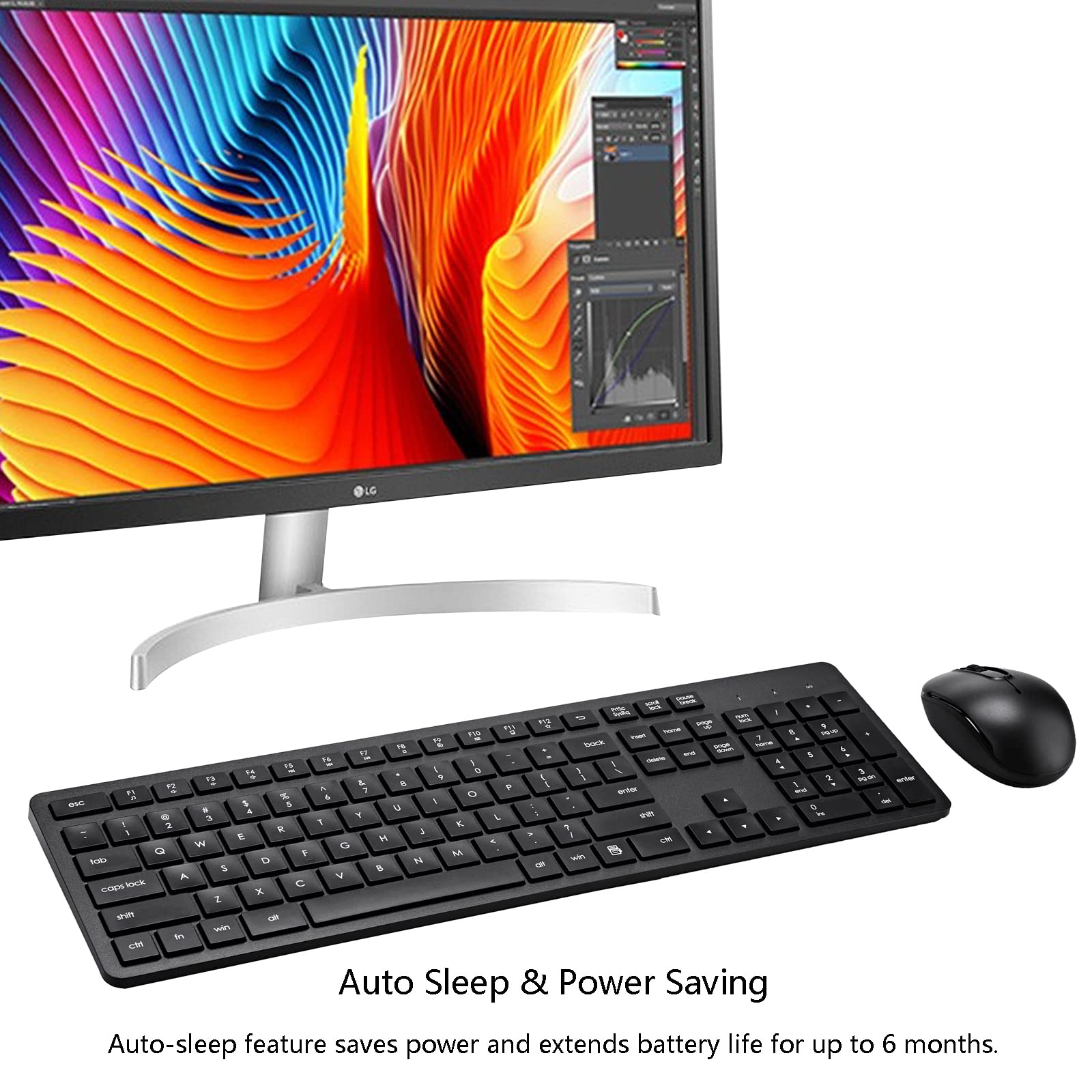 Wireless Keyboard And Mouse Combo, 2.4G Silent Cordless Keyboard Mouse Combo For Windows Chrome Laptop Computer Pc Desktop, 106