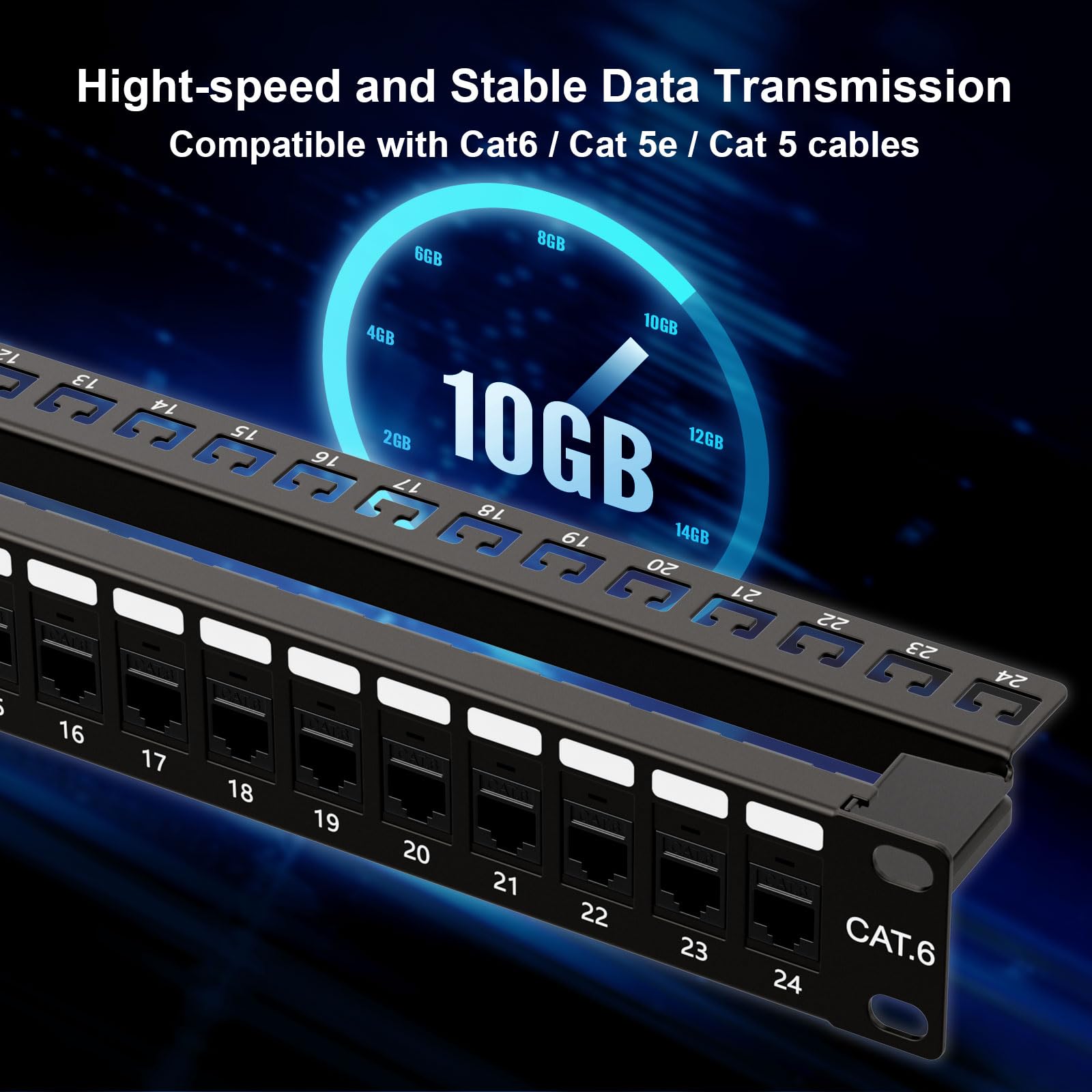 Iwillink 10Gbps Patch Panel 24 Port, Rj45 Through Coupler Cat6 Patch Panel Utp 19 Inch 1U With Back Bar, Wallmount Or Rackmount,