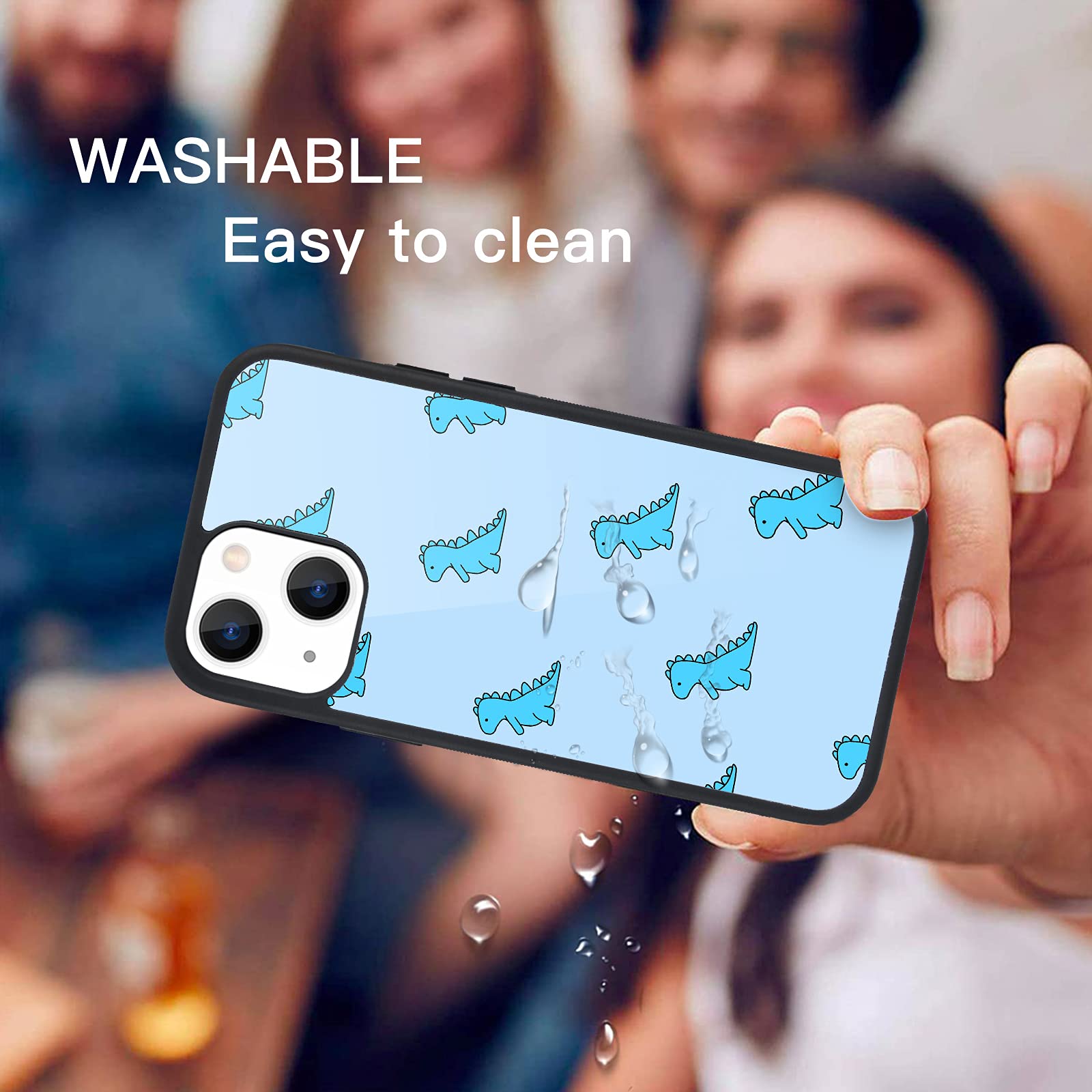 Maycari Compatible With Iphone 13 Case Blue Cartoon Dinosaur For Girls Women, Hard Back Cute Animal Design Soft Tpu Bumper Prote