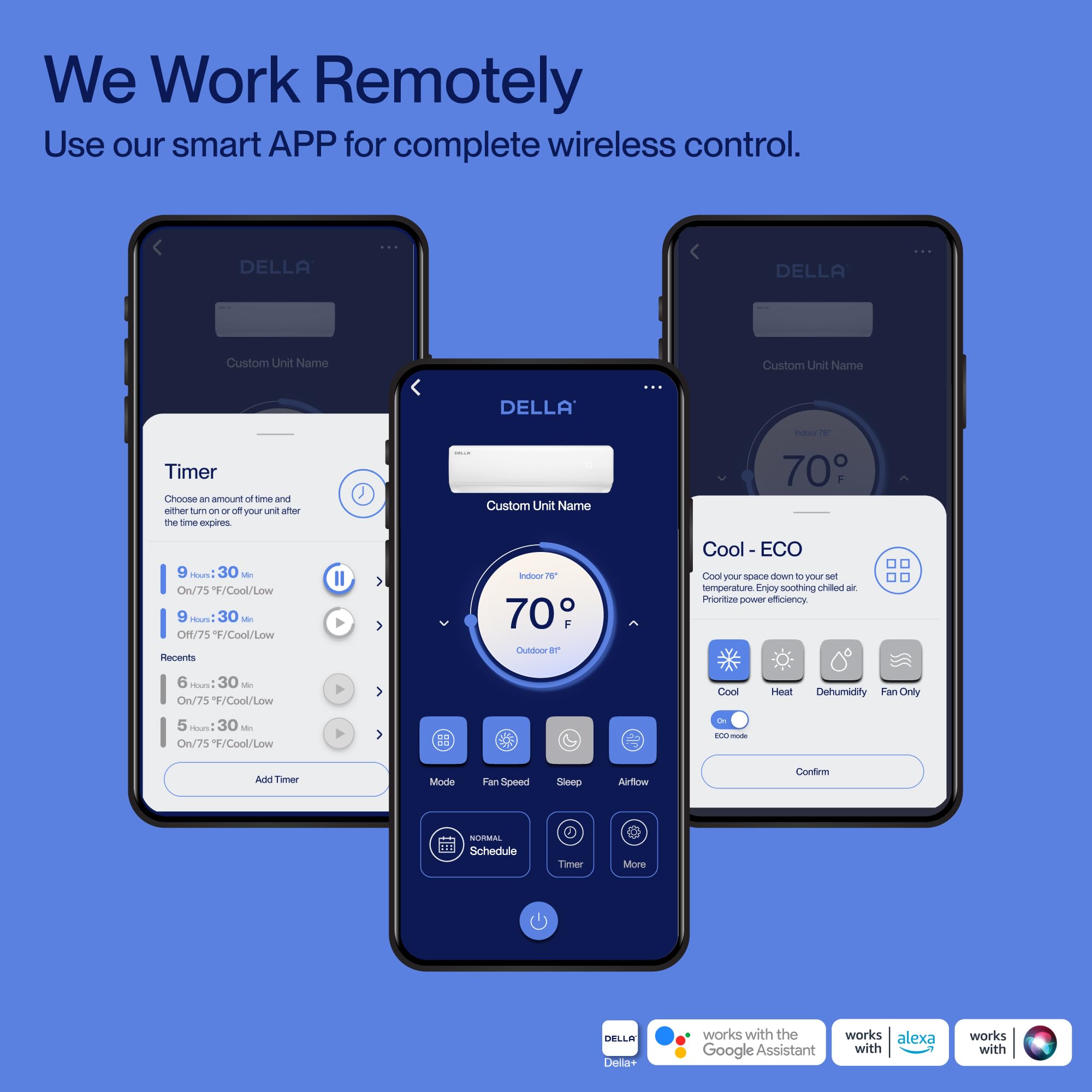 Della Econo Series 22000 Btu Mini Split Air Conditioner 17 Seer2 Cools Up To 1500 Sq. Ft, Works With Alexa, Wifi Enabled Ac & He