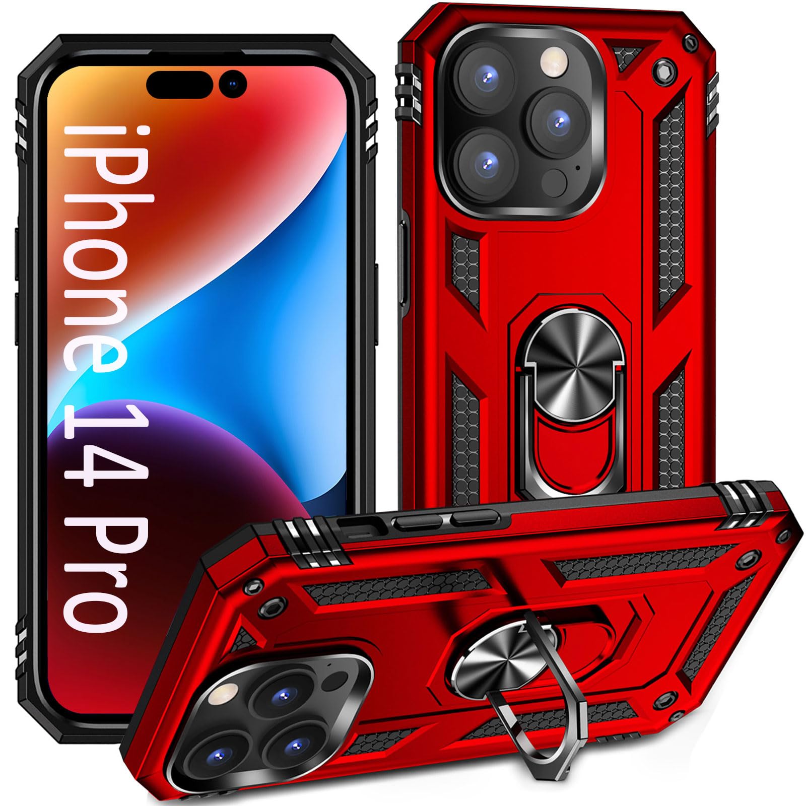 Addit Case For Iphone 14 Pro Phone Case Iphone 14 Pro Case, With Kickstand Ring, Support Magnet Car Mount, Military Grade, Heavy