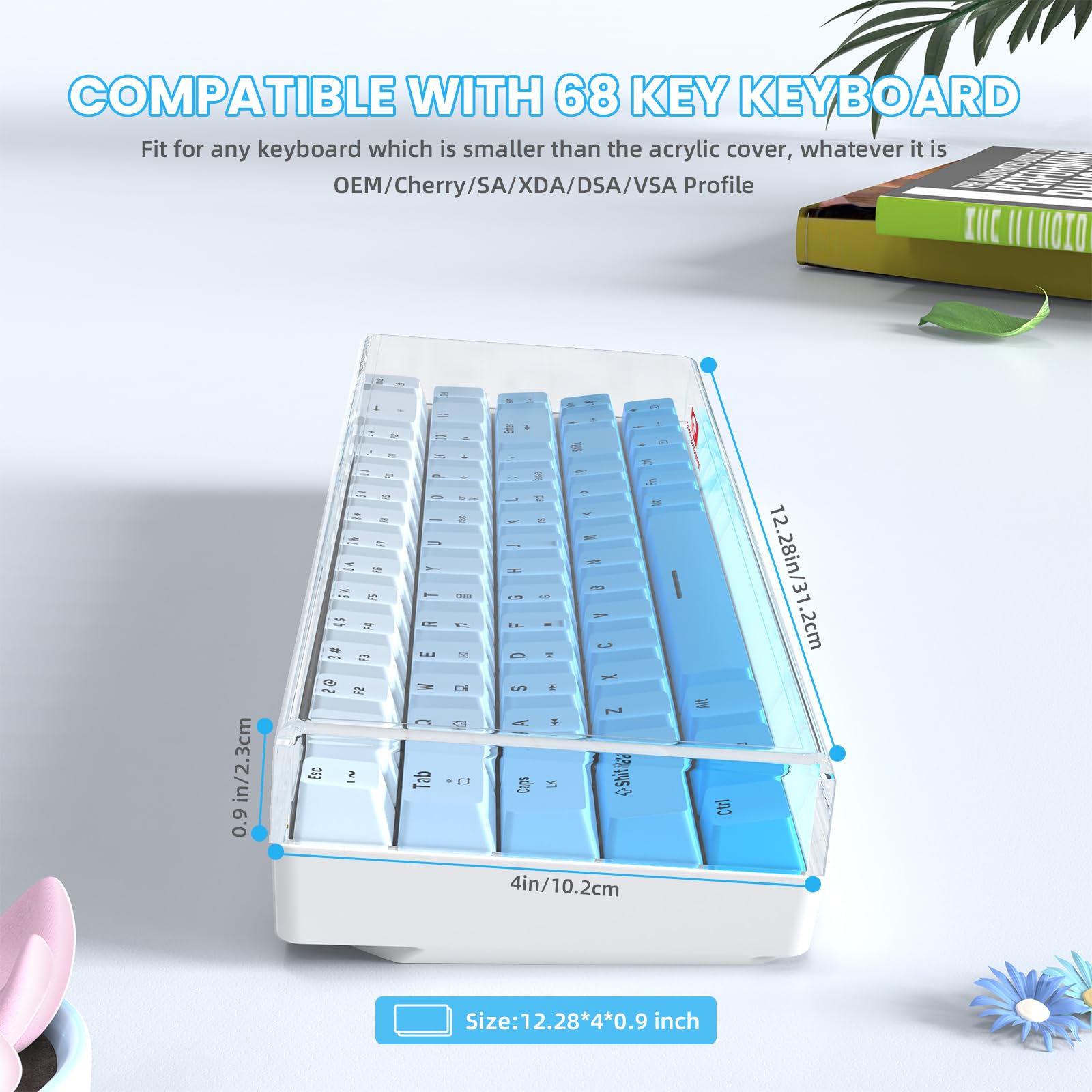 Ziyou Lang Kc02 Acrylic Clear Transparent Keyboard Cover(12.28*4*0.9) With Dustproof Waterproof Anti Hit Anti Cat Protective Cas