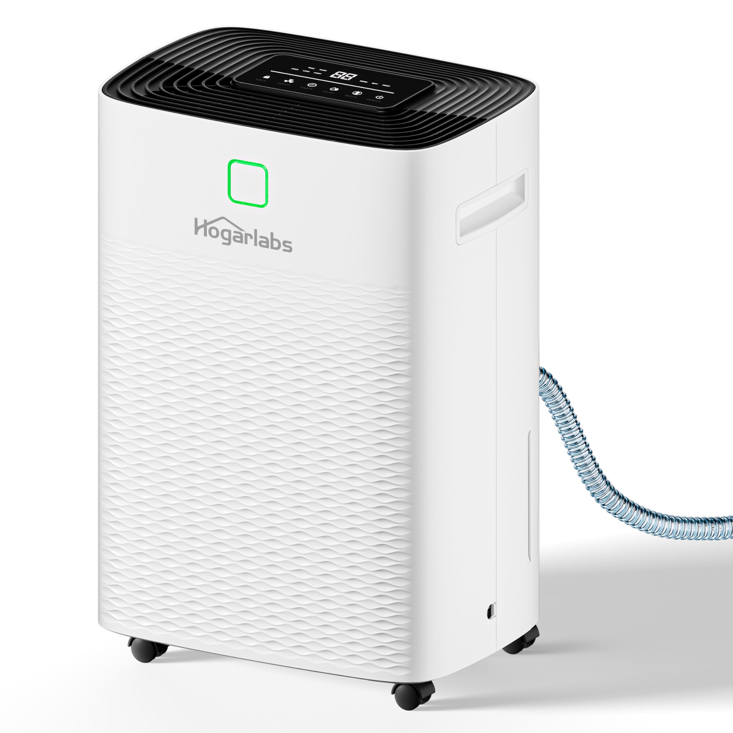 100 Pints Dehumidifier for Basement Home, Smart Silent Dehumidifier with Drain Hose, 1.32 Gal Water Tank, Intelligent Humidity C