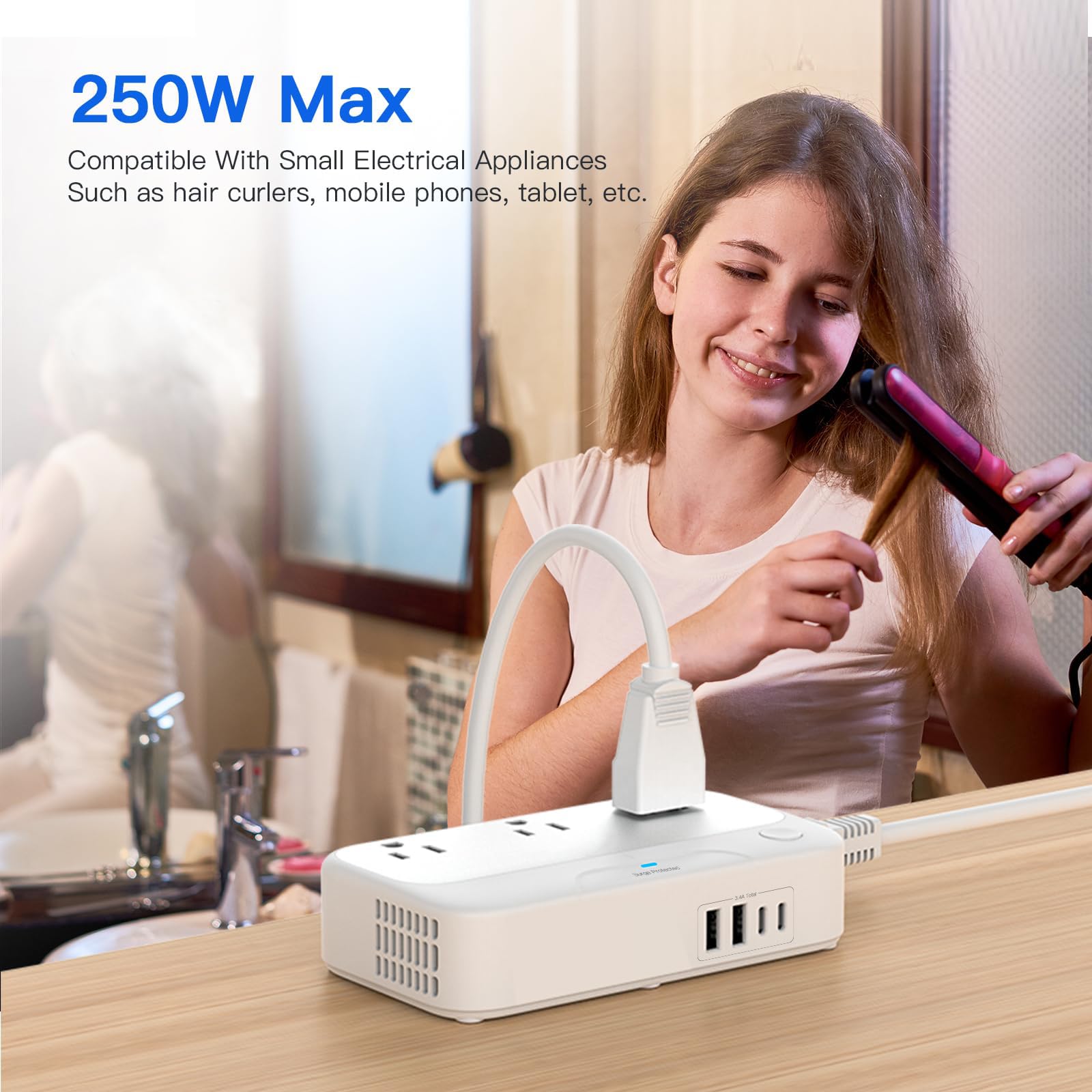 Universal Voltage Converter Us To Europe, 220V To 110V Power Travel Converter Combo, 250W Step Down European Adapter 220 To 110