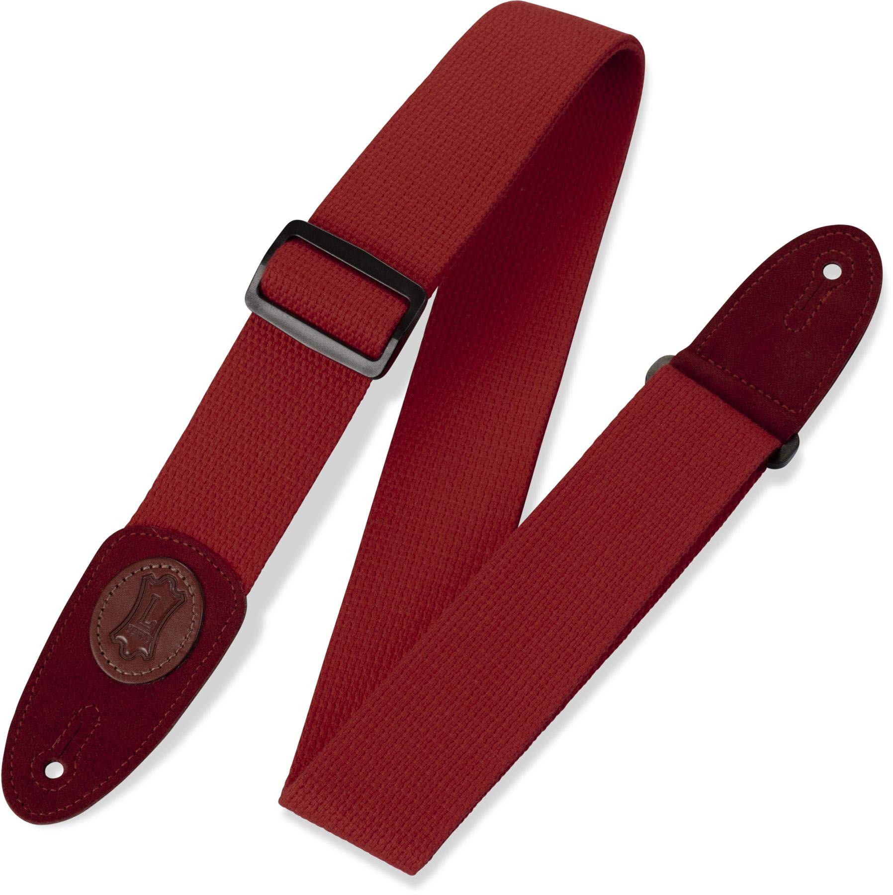 Levys MSSC8RED 2 Signature Series Cotton Guitar Strap With Suede Ends And Slide and Loop Adjustment. Red Color
