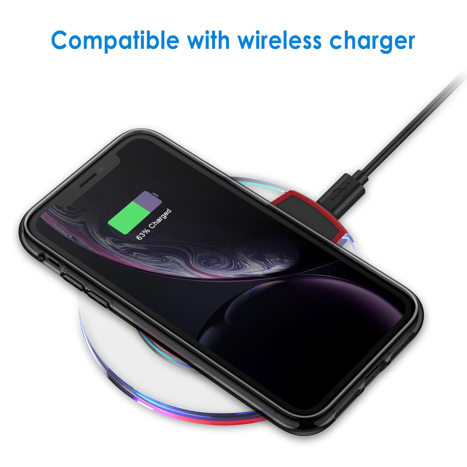 Jetech Case For Iphone Xr 6.1 Inch, Non Yellowing Shockproof Phone Bumper Cover, Anti Scratch Clear Back (Black)