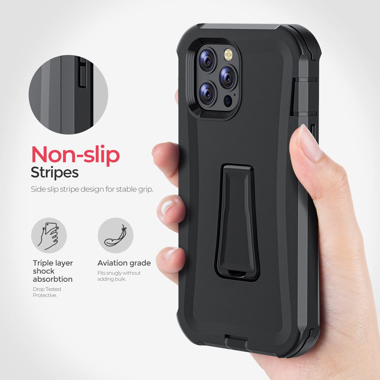 Oribox Case Compatible With Iphone 13 Pro Case, Heavy Duty Shockproof Anti Fall Case With Belt Clip