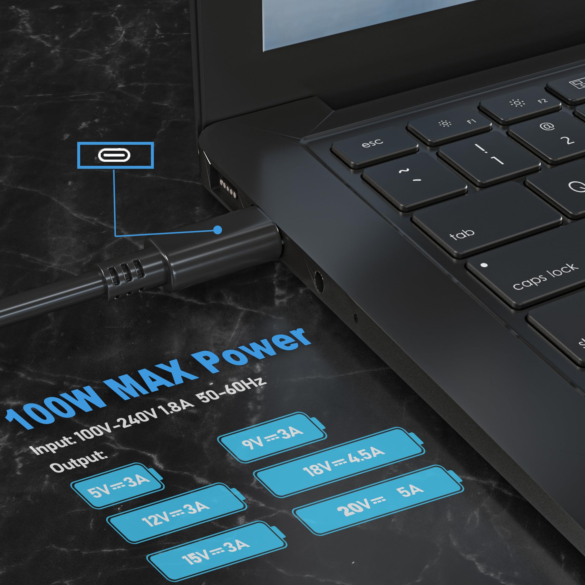 100W 90W Usb C Type C Charger For Lenovo Thinkpad Carbon X1 5Th 6Th Gen, Gx20M33579 4X20M26268 Ideapad 13' 720 P580 P500 Y400 Y500 Yoga 370 910 920 X280 X390 X395 Laptop Power Ac Adapter