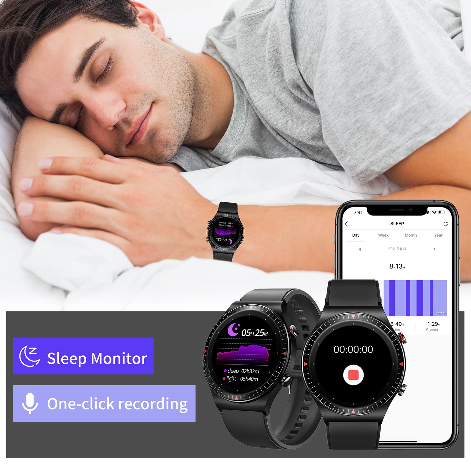 Cattle Herder Smart Watch, Bluetooth Call Fitness Watch Full Touch Screen Activity Tracker Waterproof Music Fitness Tracker For