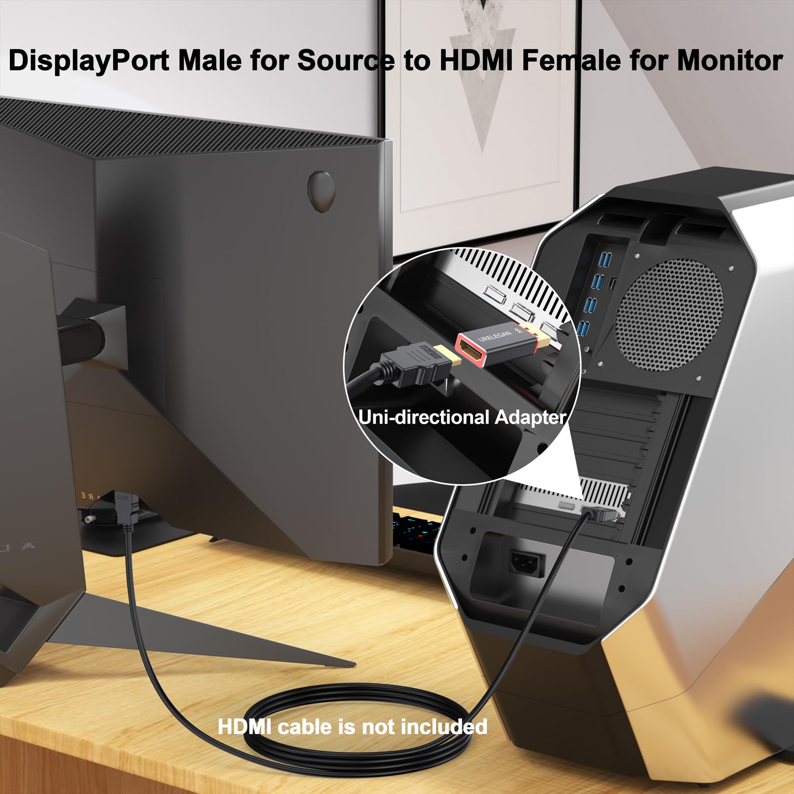 Urelegan Displayport To Hdmi Adapter 10 Pack (Not Usb), 4K Uhd Display Port (Dp) To Hdmi Converter Aluminum Shell Support Video