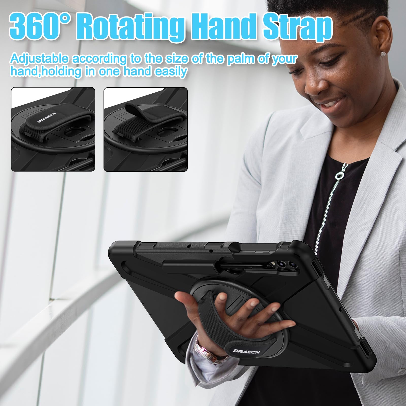 Braecnstock For Samsung Galaxy Tab S9 Fe+ Plus/ S9+ Plus/ S8+ Plus/ S7 Fe/ S7+ Plus 5G Tablet Case 12.4 Inch Shockproof Protecti