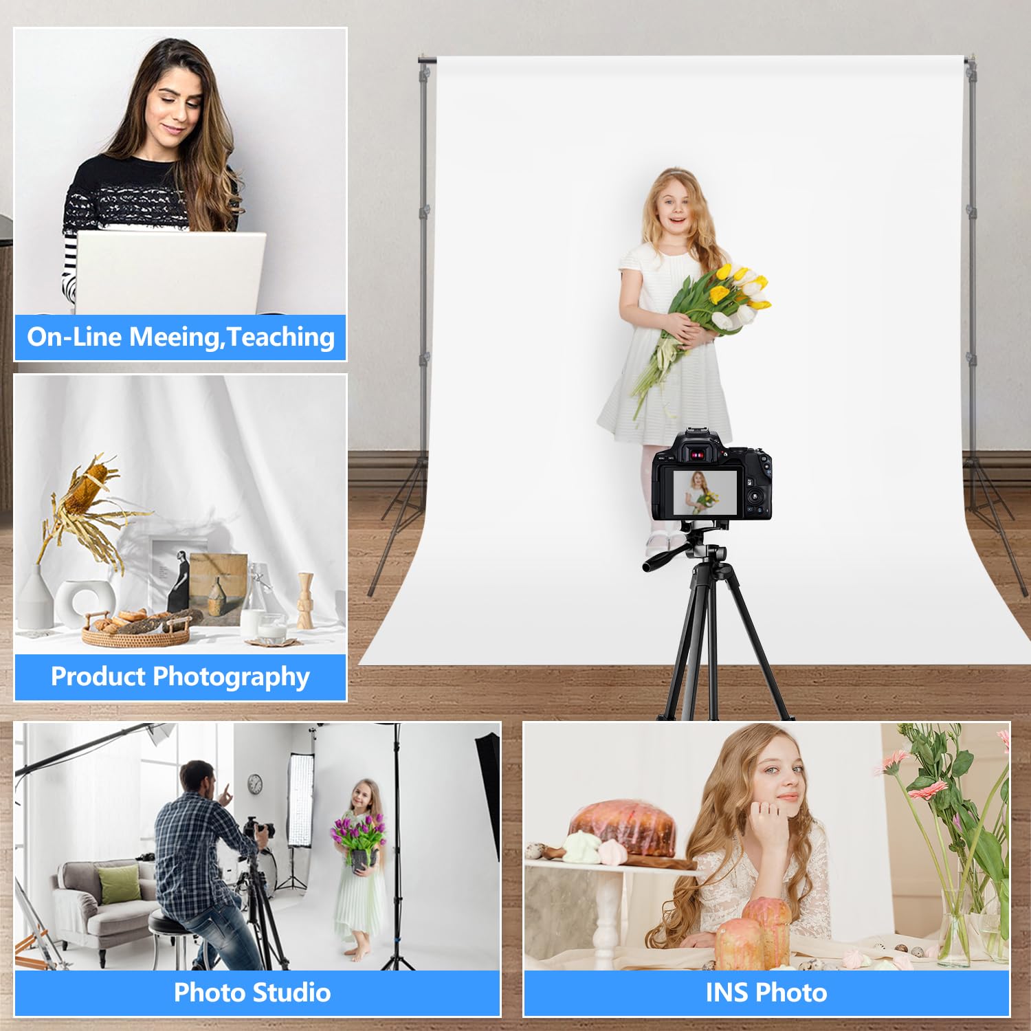 Photo Backdrop Curtains, White Backdrop For Photoshoot, Hemmotop 5X6.5 Ft White Photography Seamless Backdrops Background For Ea