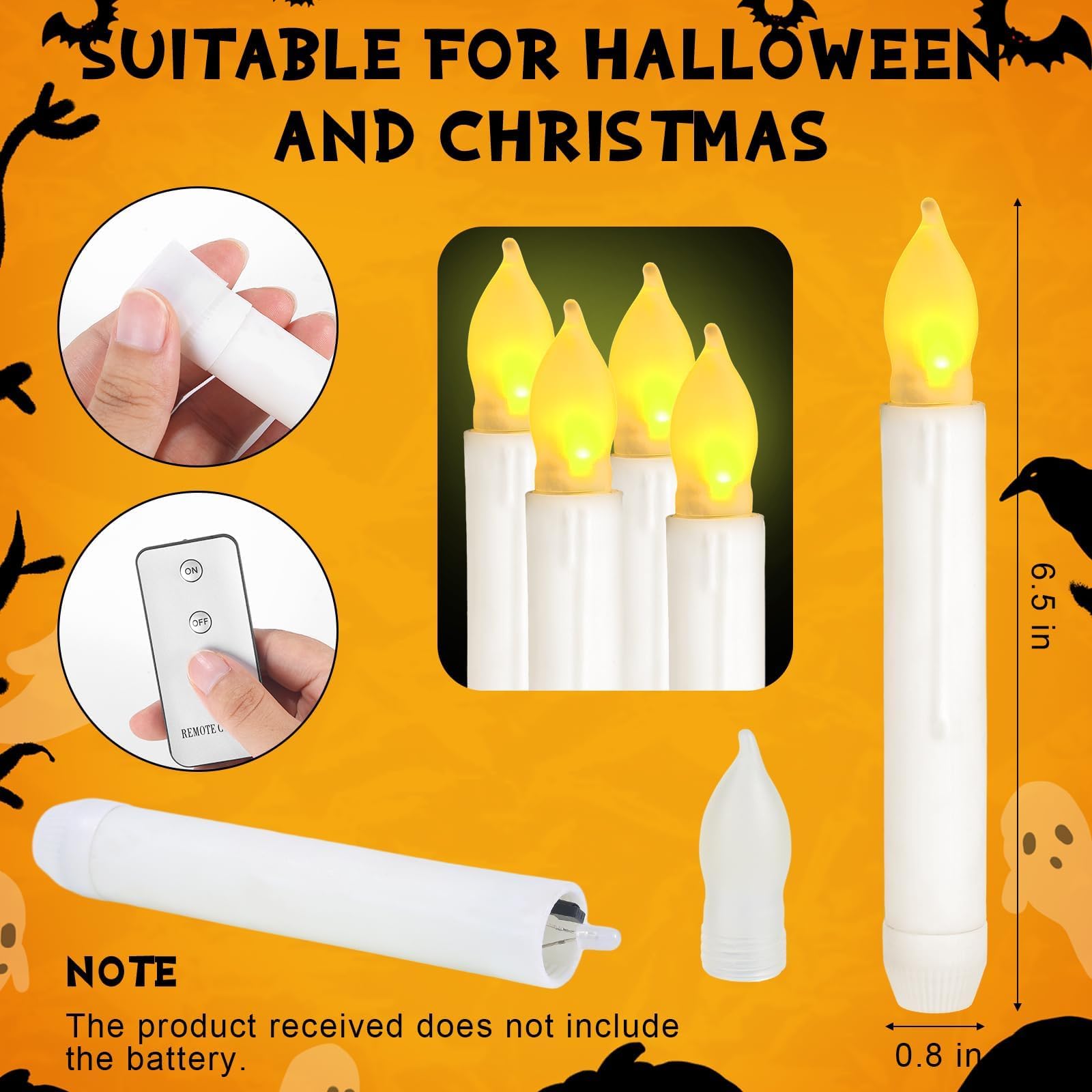 80 Pcs Halloween Hanging Witch Hats And Taper Floating Candles Set Includes 12 Witch Hats 12 Led Floating Candles Lights 56 3D B