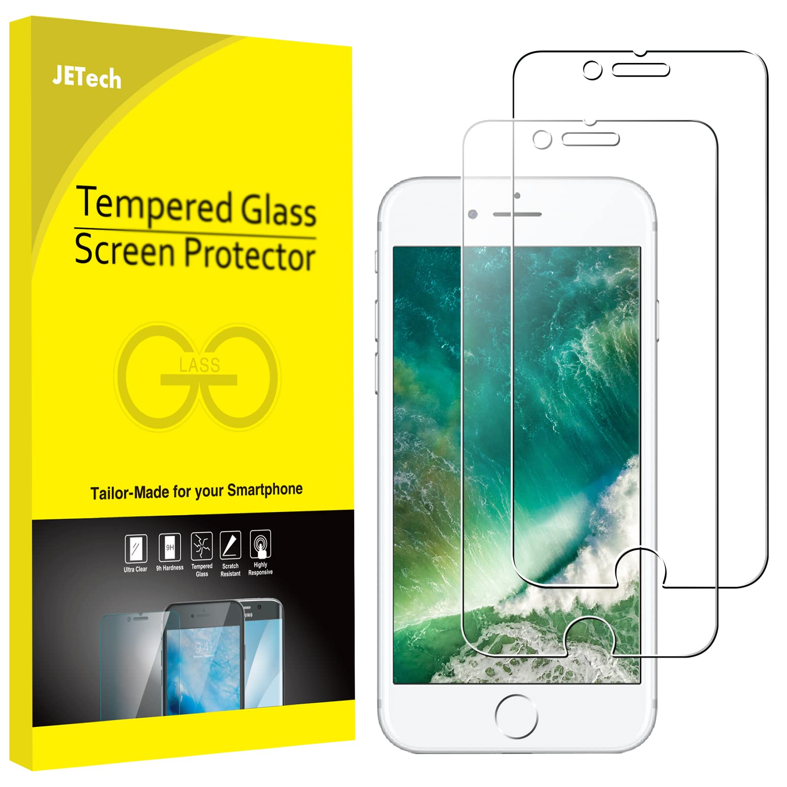 Jetech Screen Protector For Iphone 7/8, 4.7 Inch, Tempered Glass Film, 2 Pack