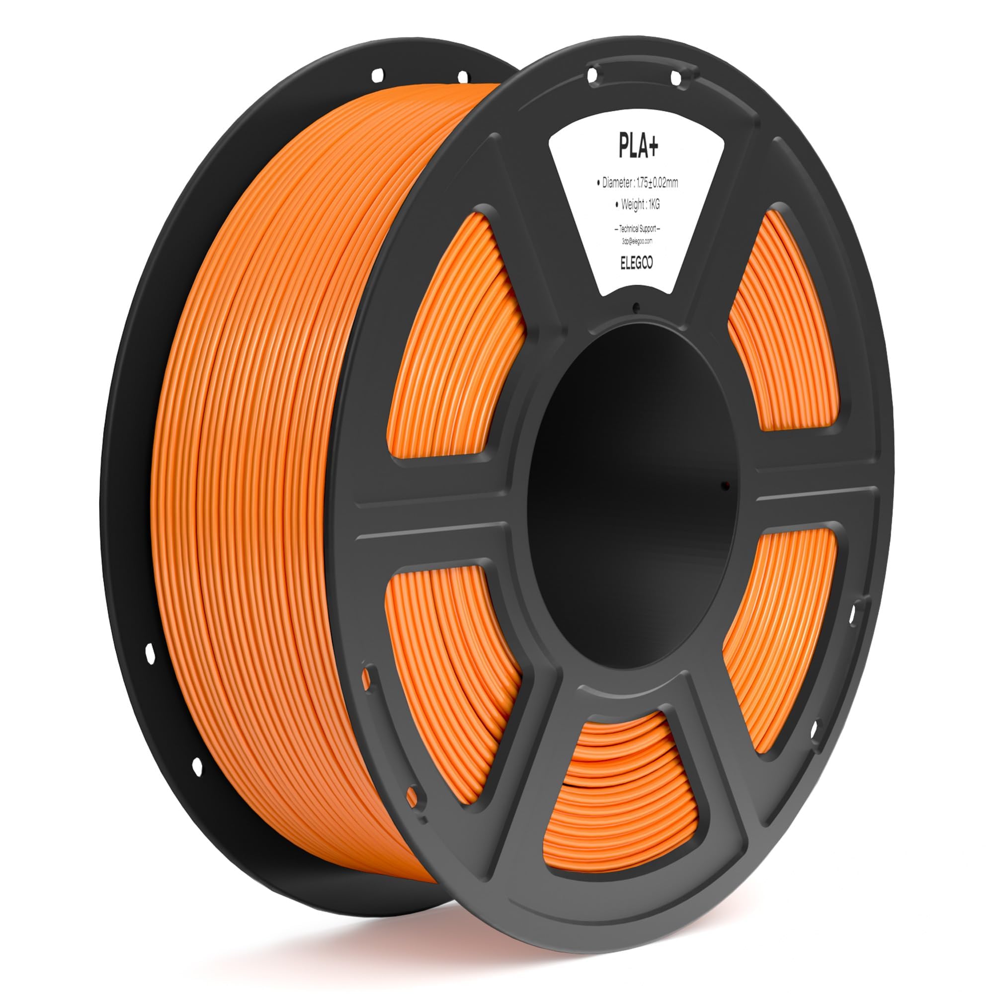 ELEGOO PLA+ Filament 1.75mm Orange 1KG, High Toughness PLA Plus 3D Printer Filament Dimensional Accuracy +/- 0.02mm, 1kg Spool(2