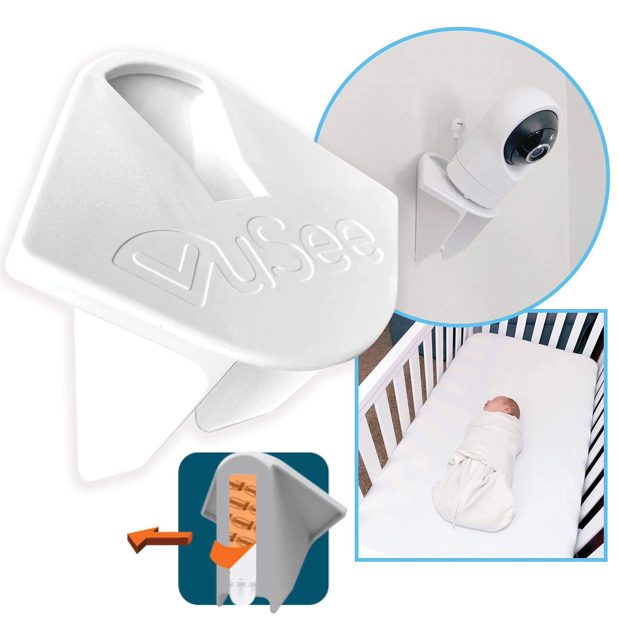 Vusee Anywhere Baby Monitor Mount - Safely Hold Baby Monitors Or Indoor Camera Shelf - Compatible With Most Baby Brands - Simple